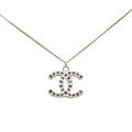 Chanel Silver Plated CC Pendant Necklace (SHG-nUpDpW)
