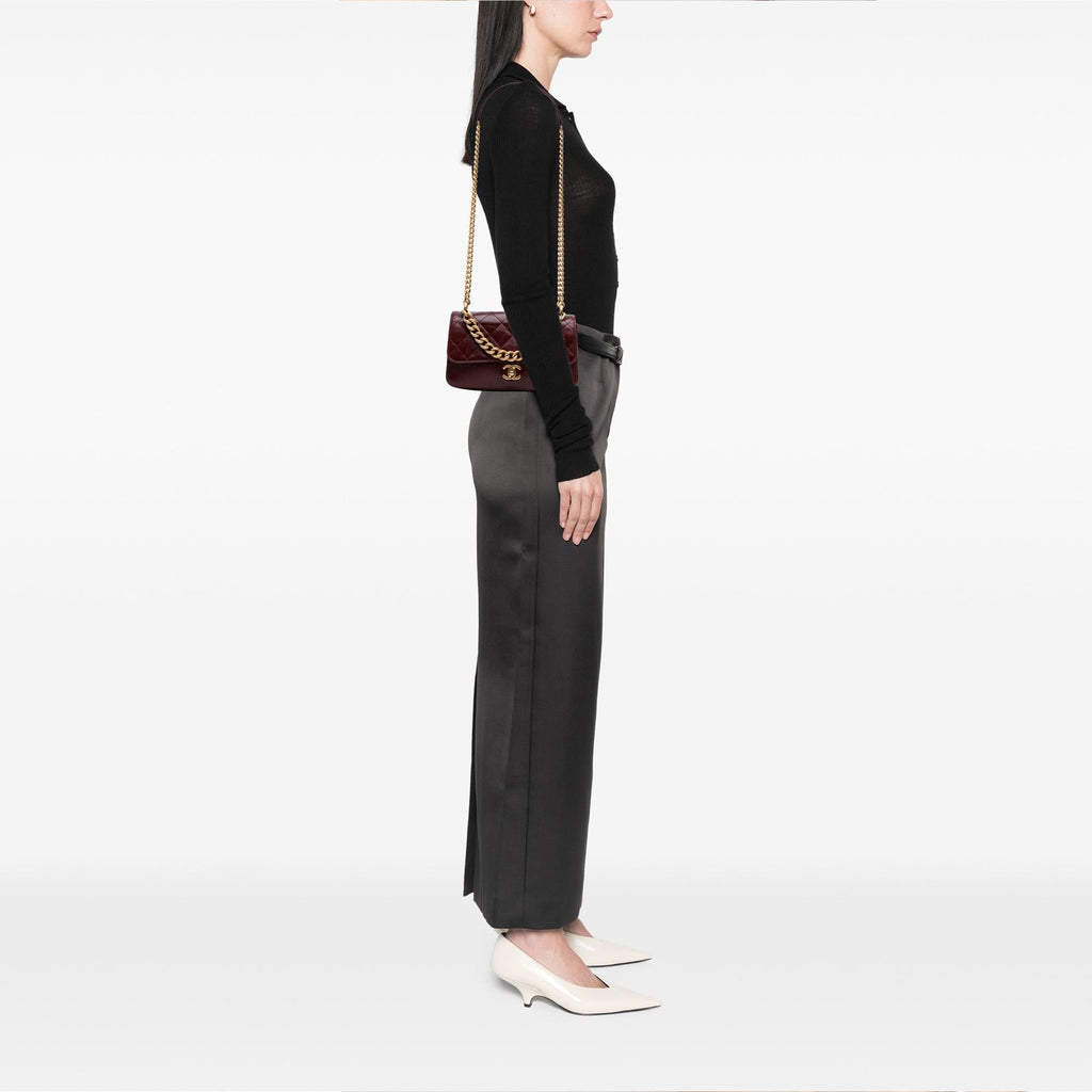 Chanel Small Aged Calfskin Straight Lined Flap