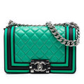 Chanel Small Bicolor Quilted Lambskin and Rubber Boy Flap