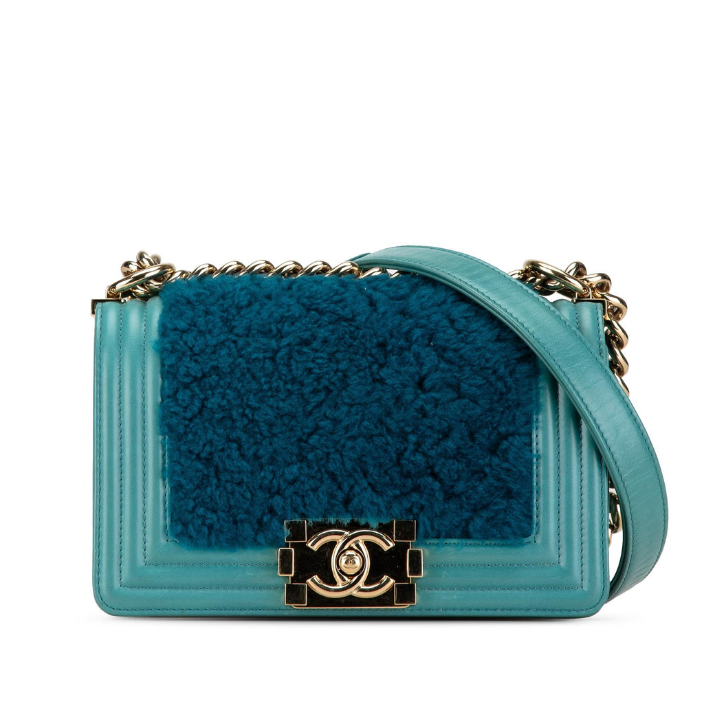 Chanel Small Bicolor Shearling Boy Flap