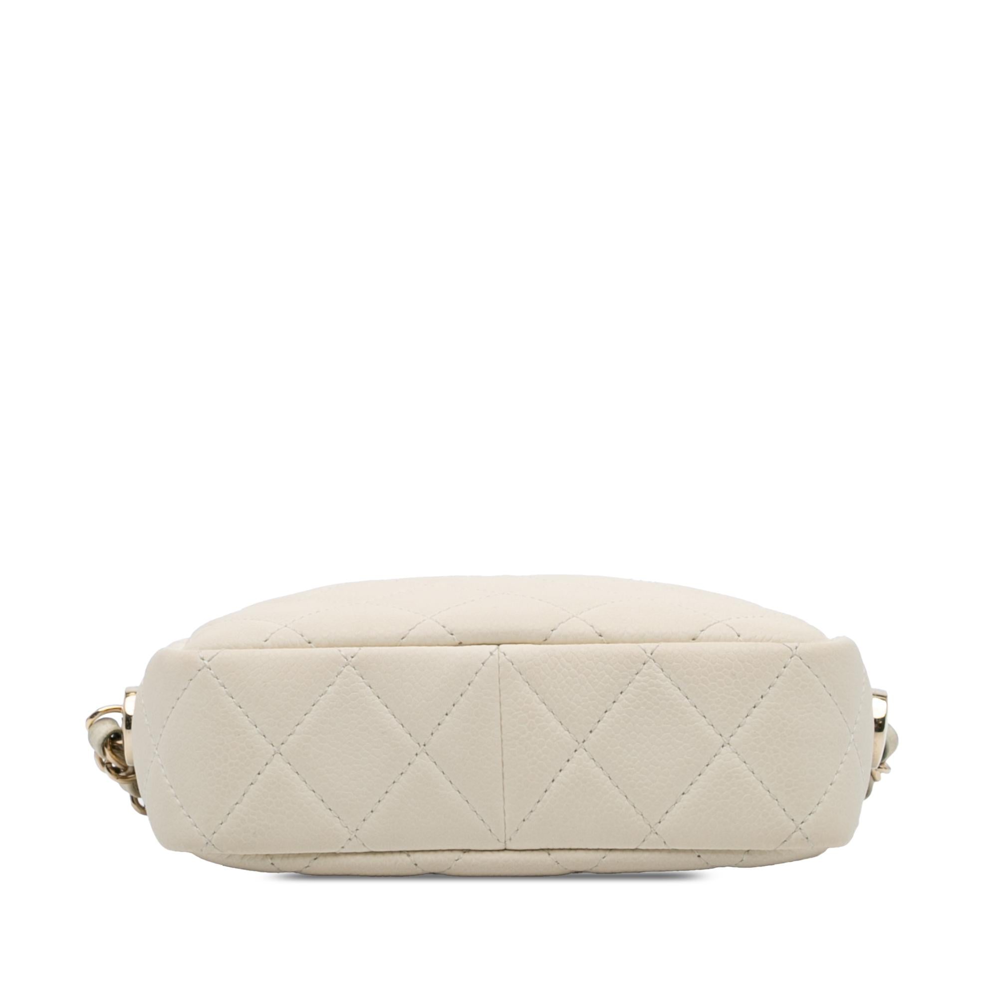 Chanel Small CC Flat Quilted Caviar Camera Bag