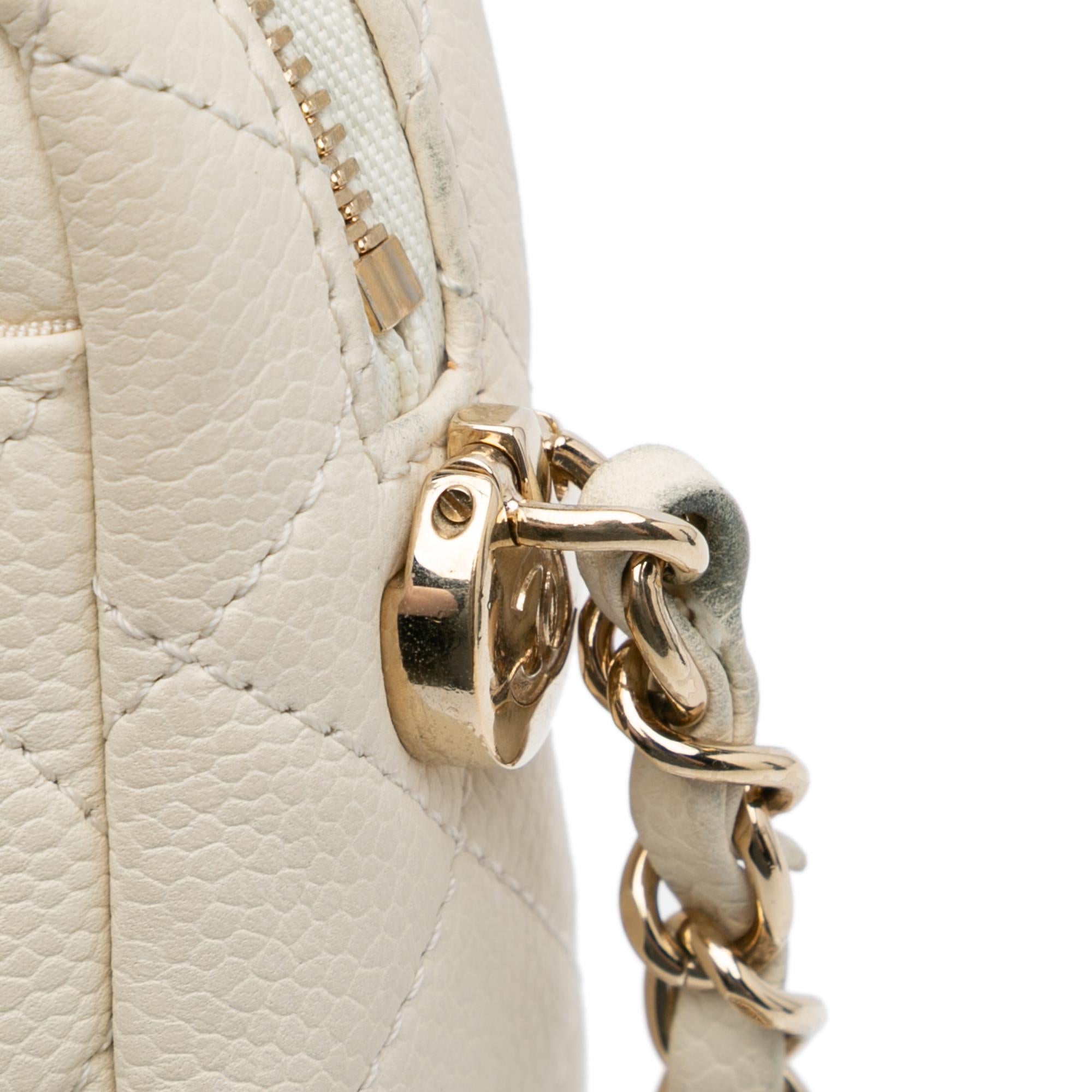 Chanel Small CC Flat Quilted Caviar Camera Bag