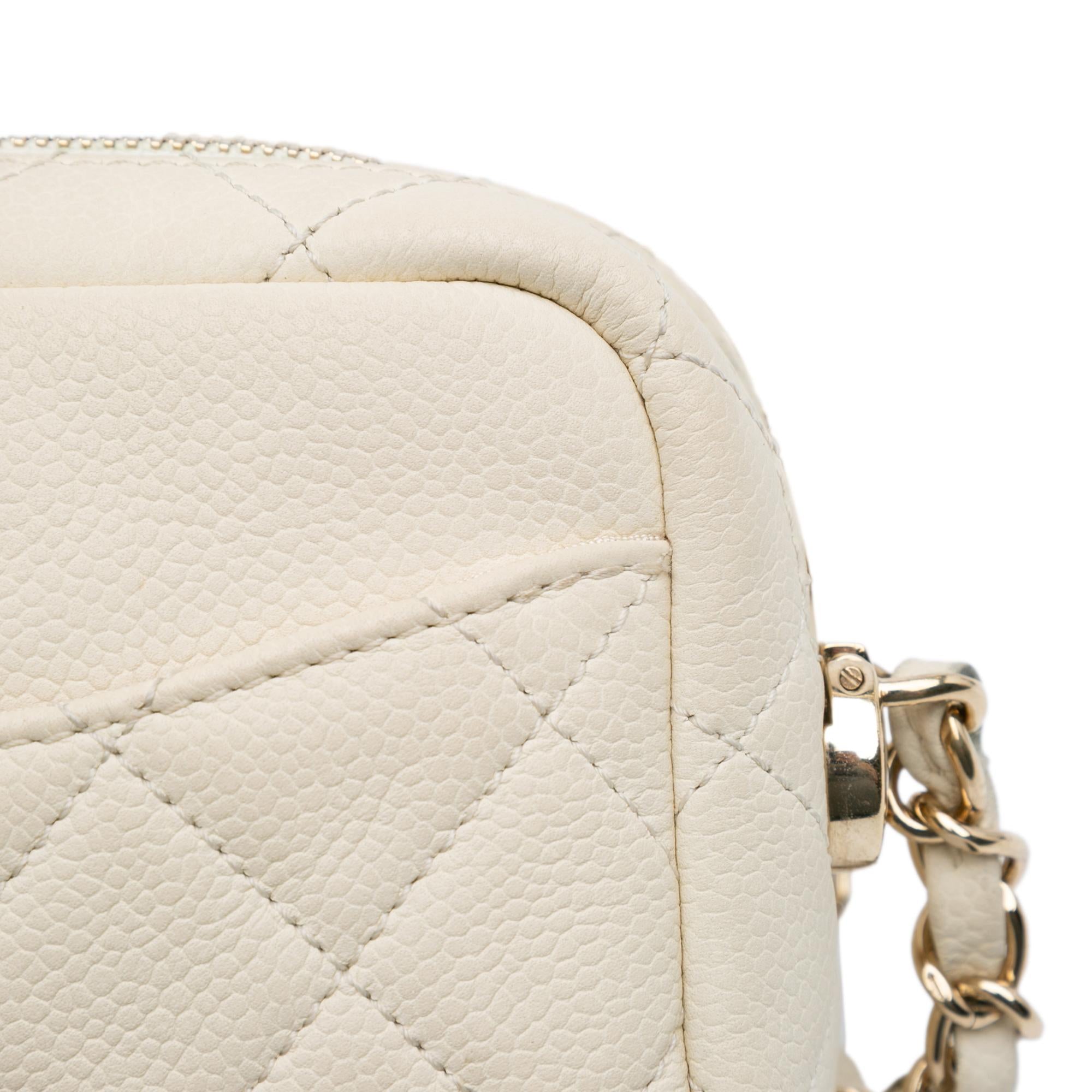 Chanel Small CC Flat Quilted Caviar Camera Bag