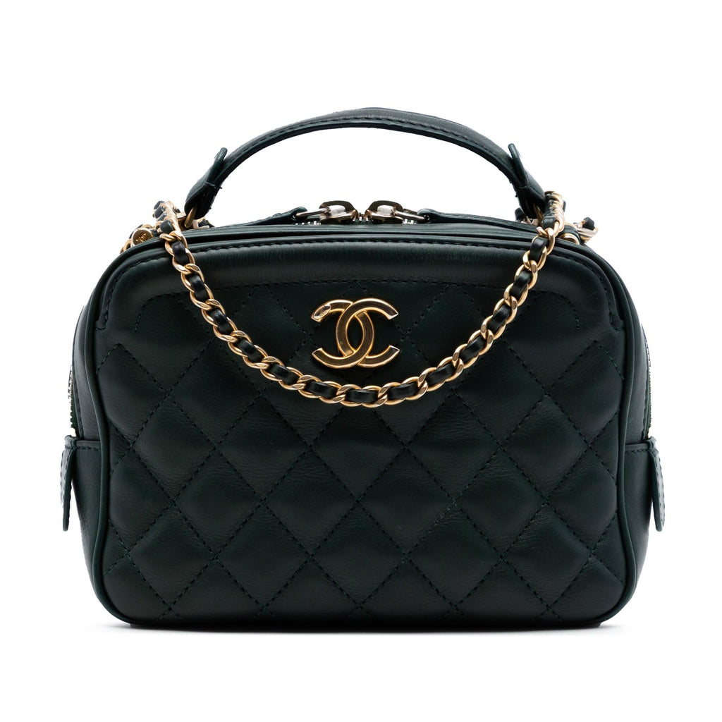 Chanel Small CC Quilted Calfskin Top Handle Vanity Case with Chain