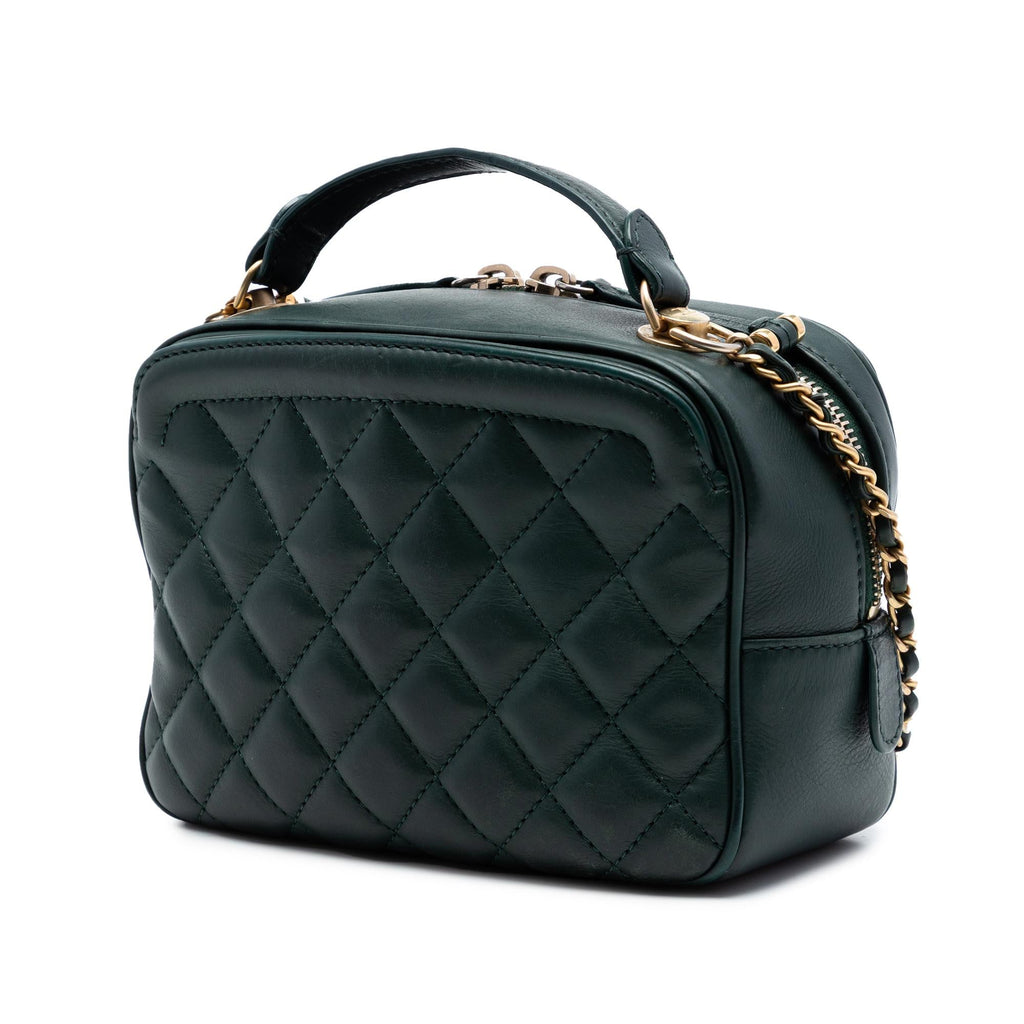 Chanel Small CC Quilted Calfskin Top Handle Vanity Case with Chain
