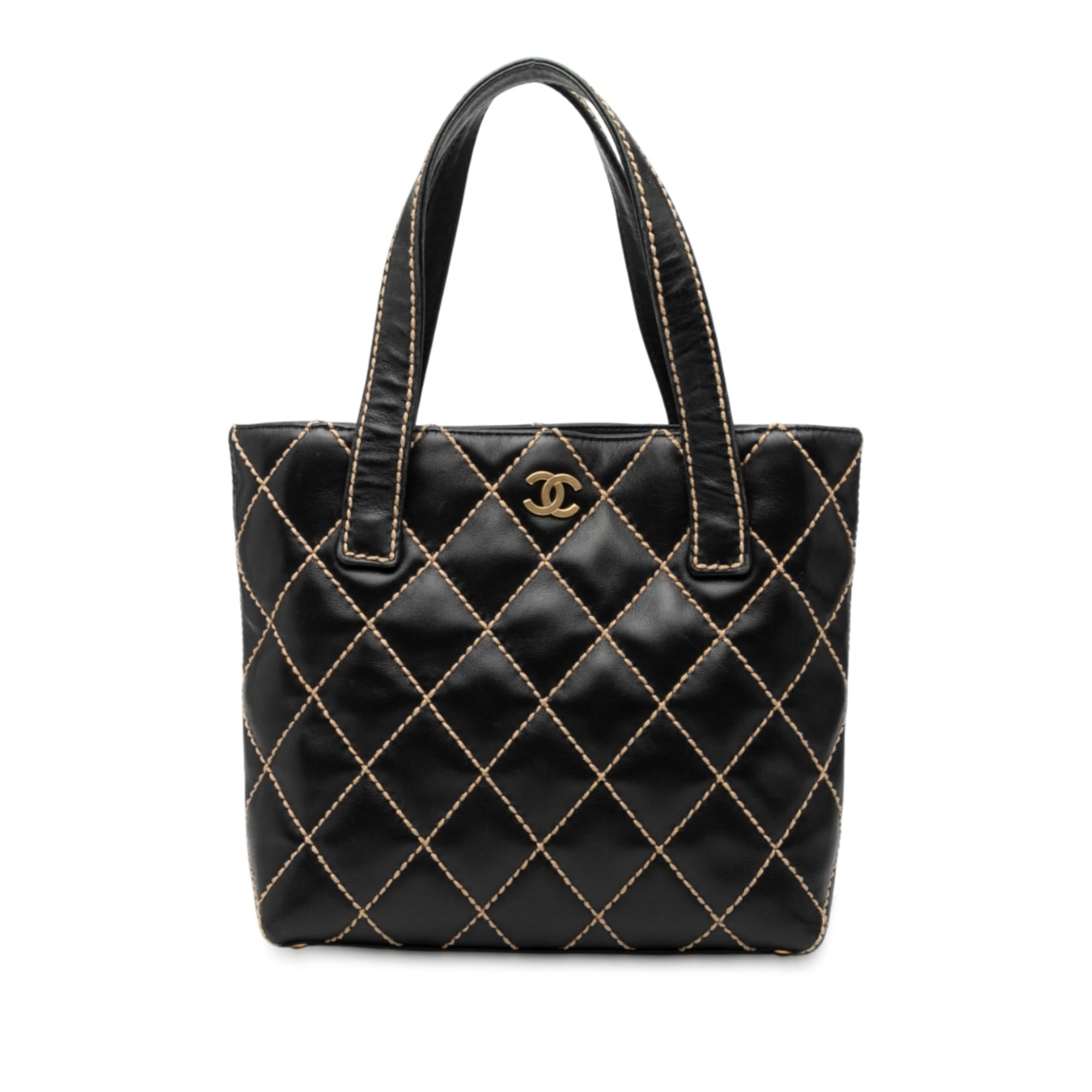 Chanel Small CC Quilted Calfskin Wild Stitch Tote