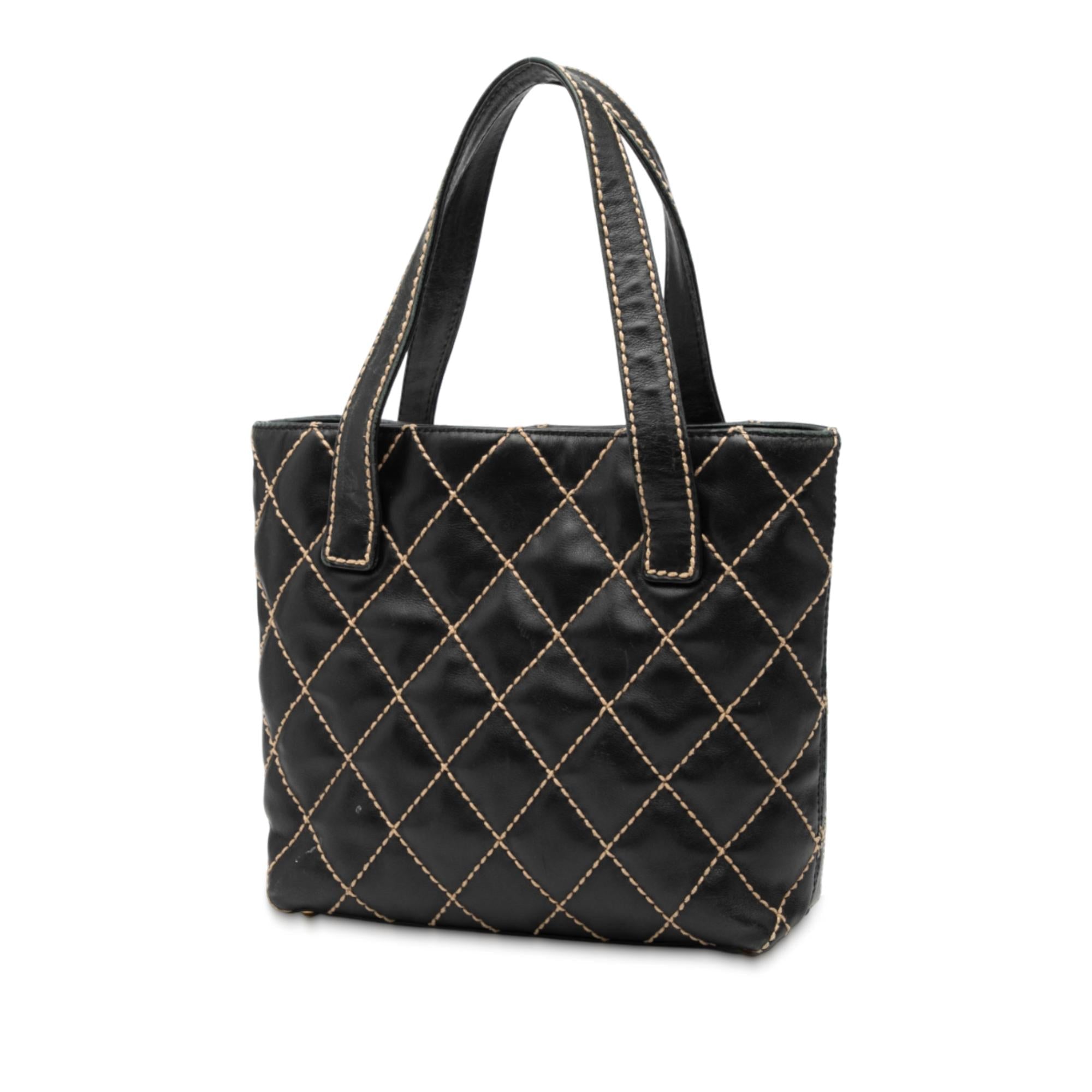 Chanel Small CC Quilted Calfskin Wild Stitch Tote