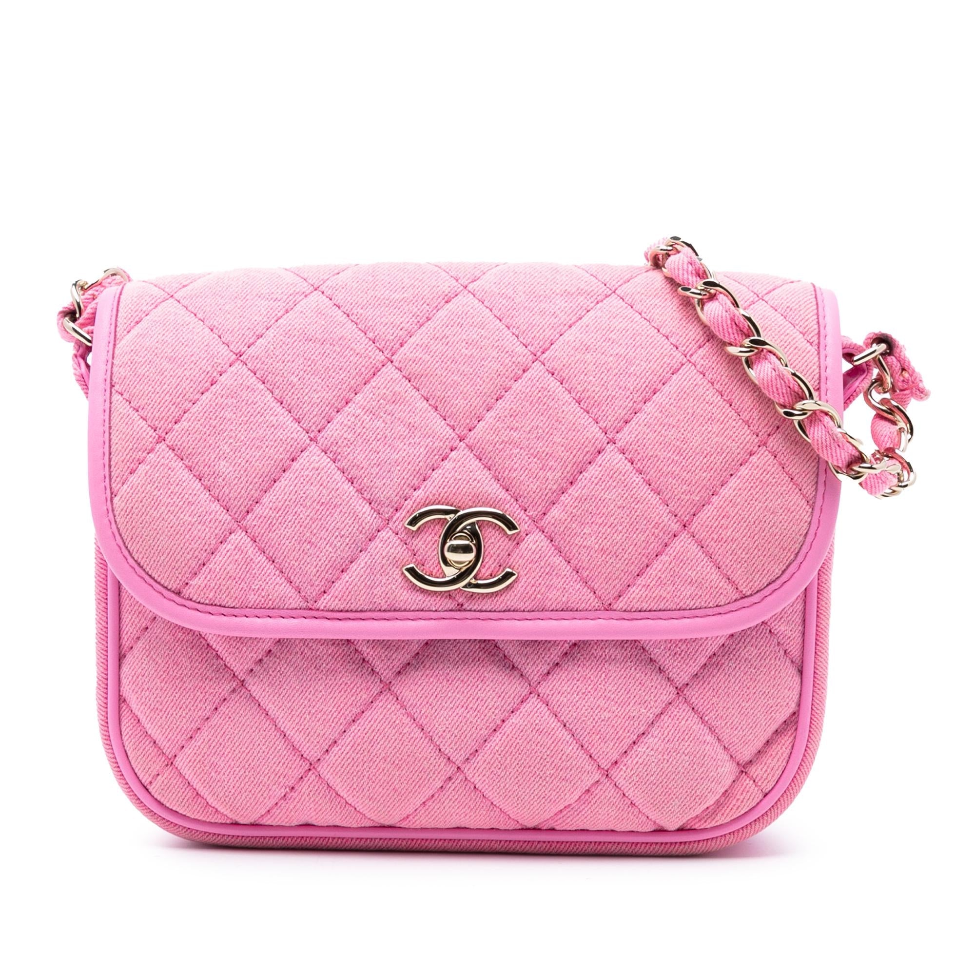 Chanel Small CC Quilted Denim Messenger Flap