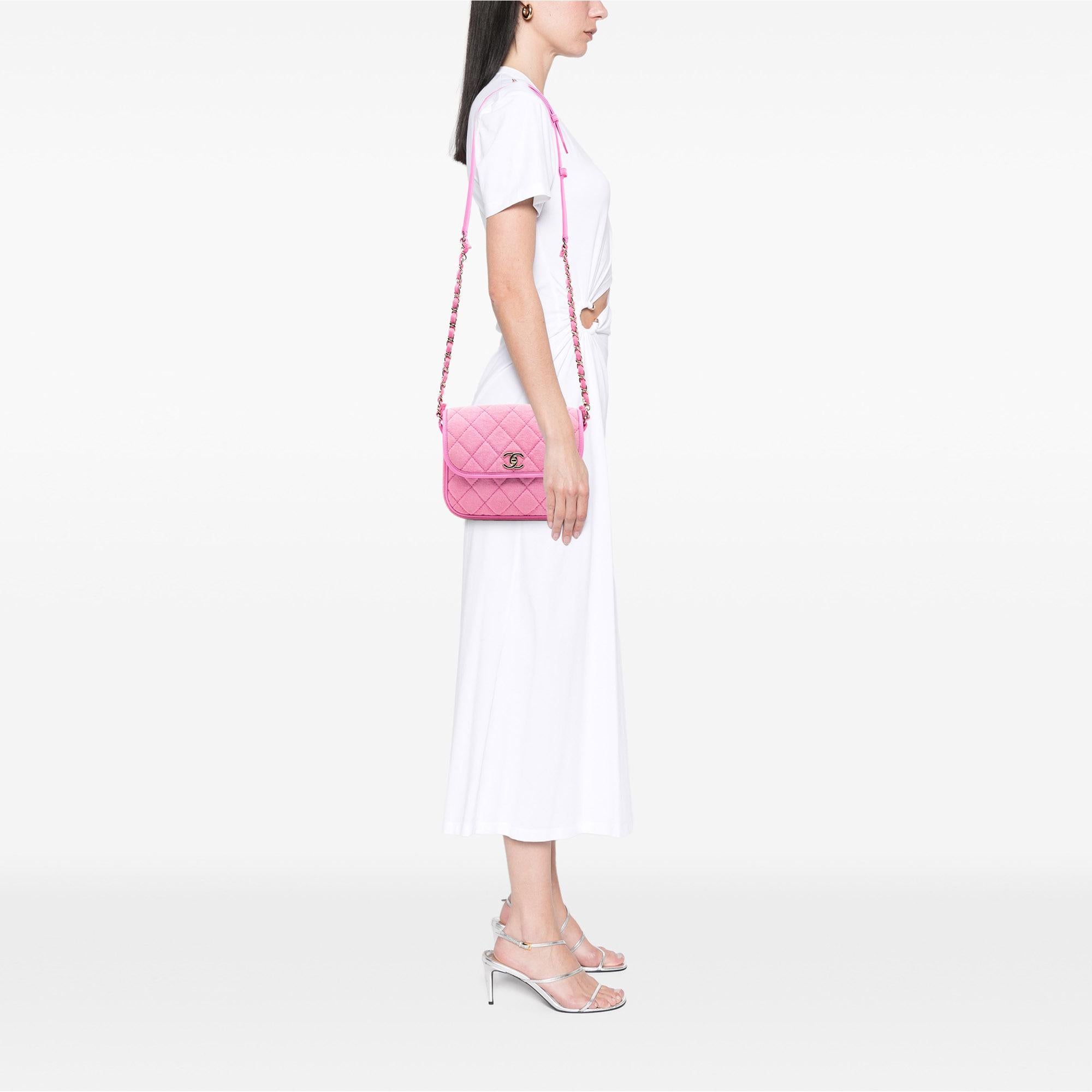 Chanel Small CC Quilted Denim Messenger Flap