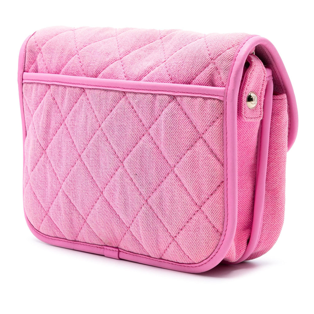 Chanel Small CC Quilted Denim Messenger Flap