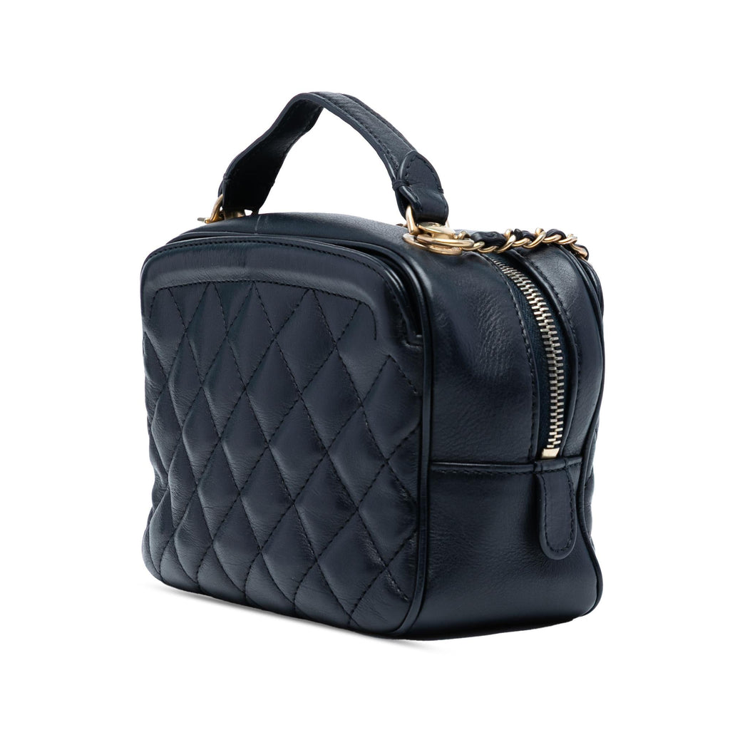Chanel Small CC Quilted Lambskin Top Handle Vanity Case with Chain