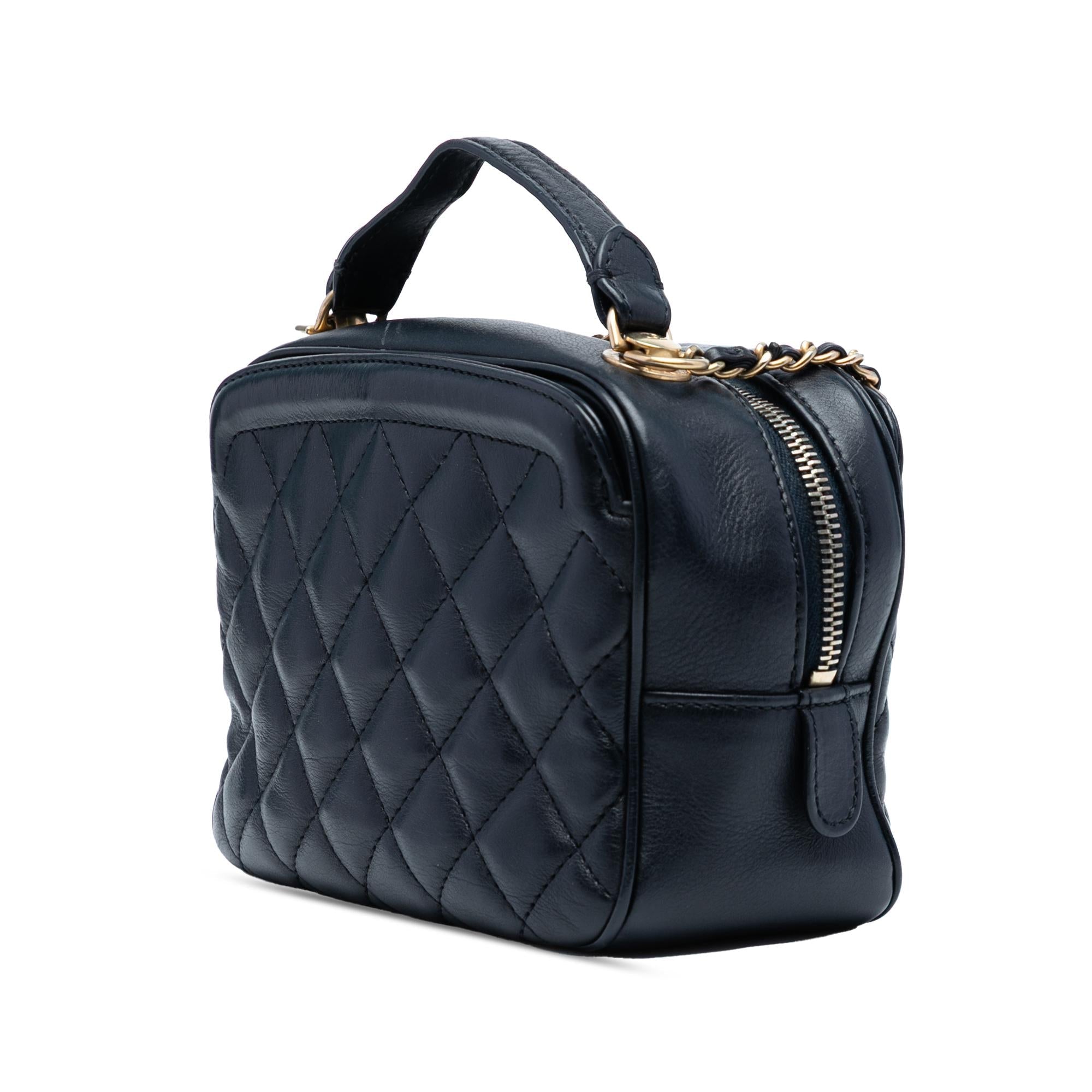Chanel Small CC Quilted Lambskin Top Handle Vanity Case with Chain