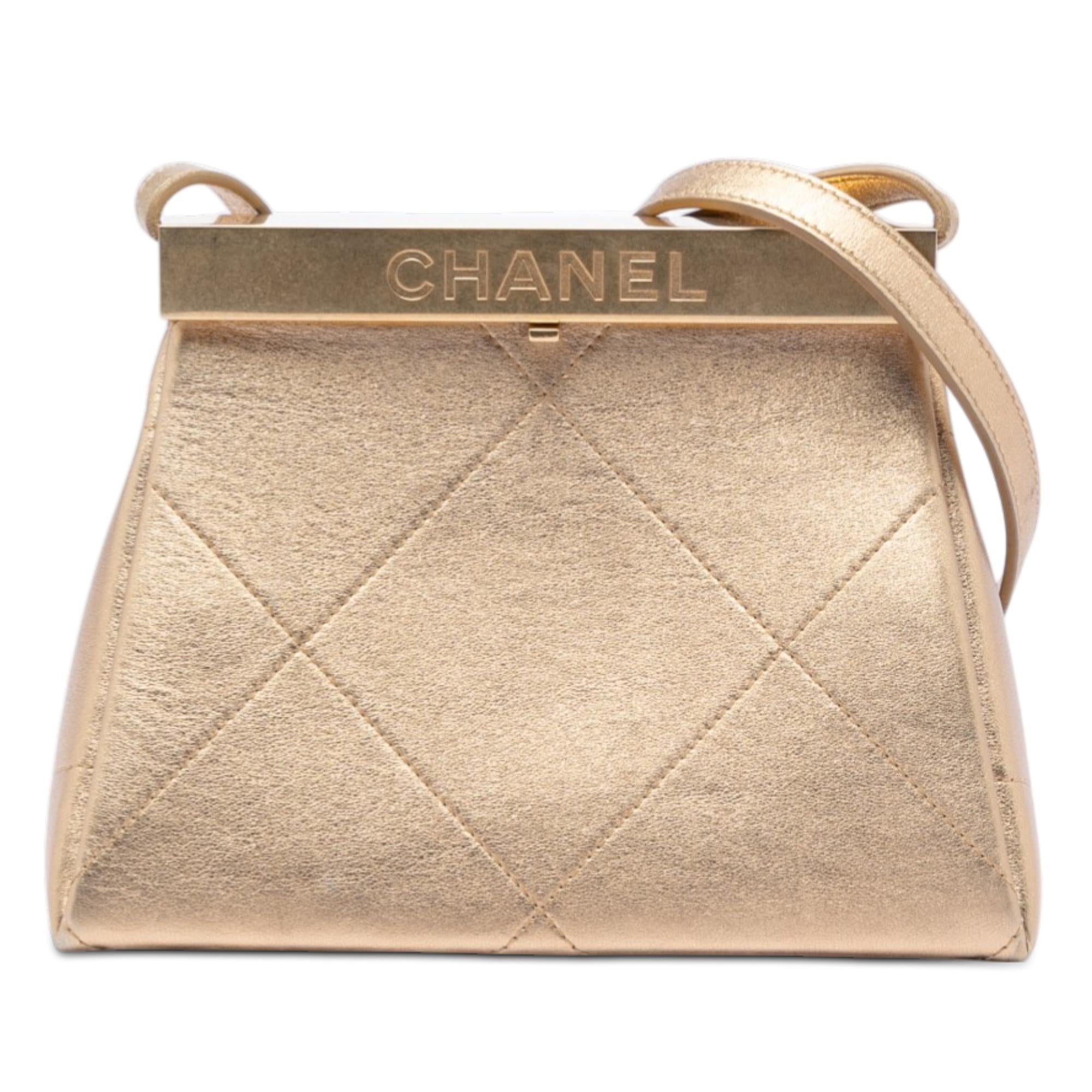 Chanel Small Calfskin Kiss Lock Frame Bag
