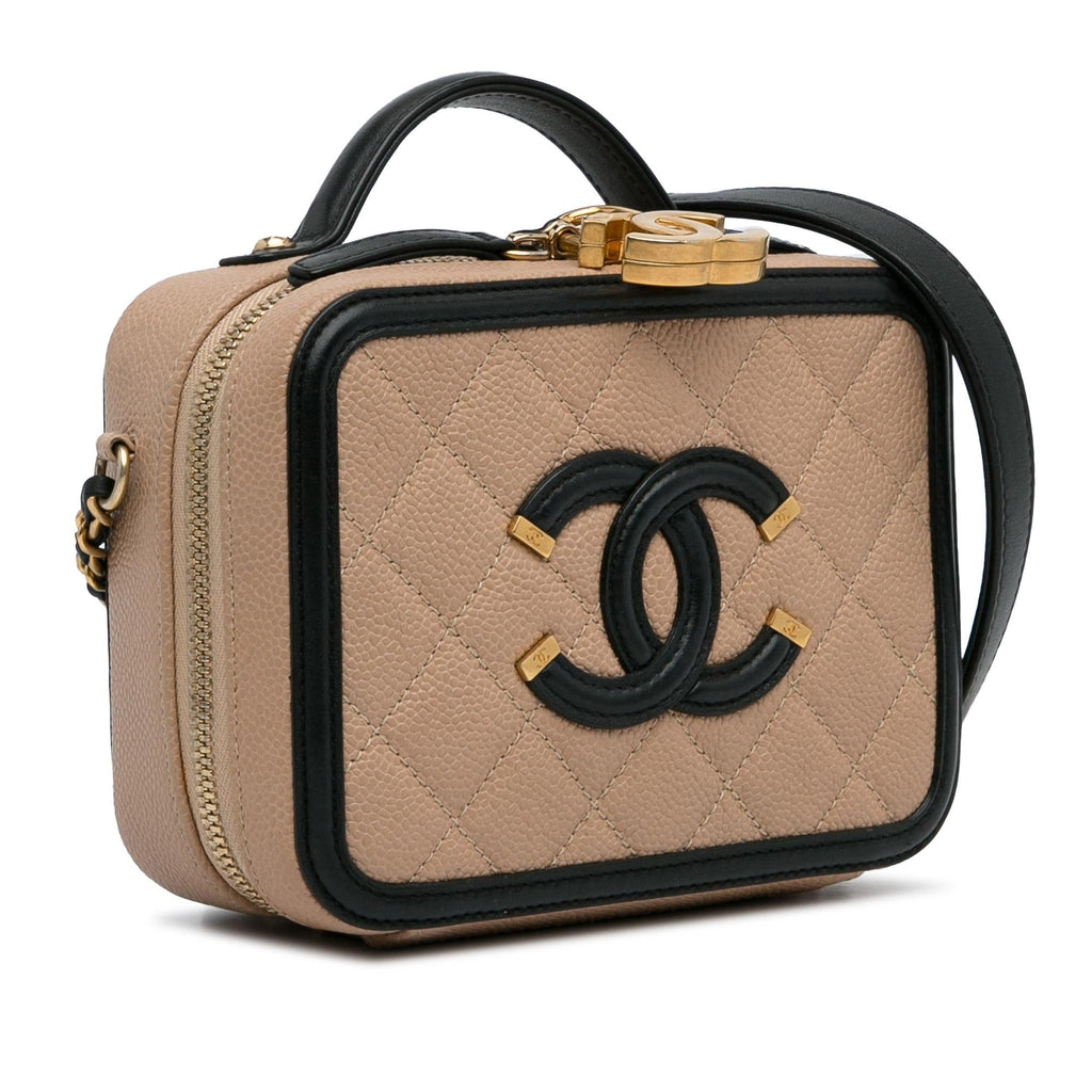 Chanel Small Caviar CC Filigree Vanity Case (SHG-c7hubE)