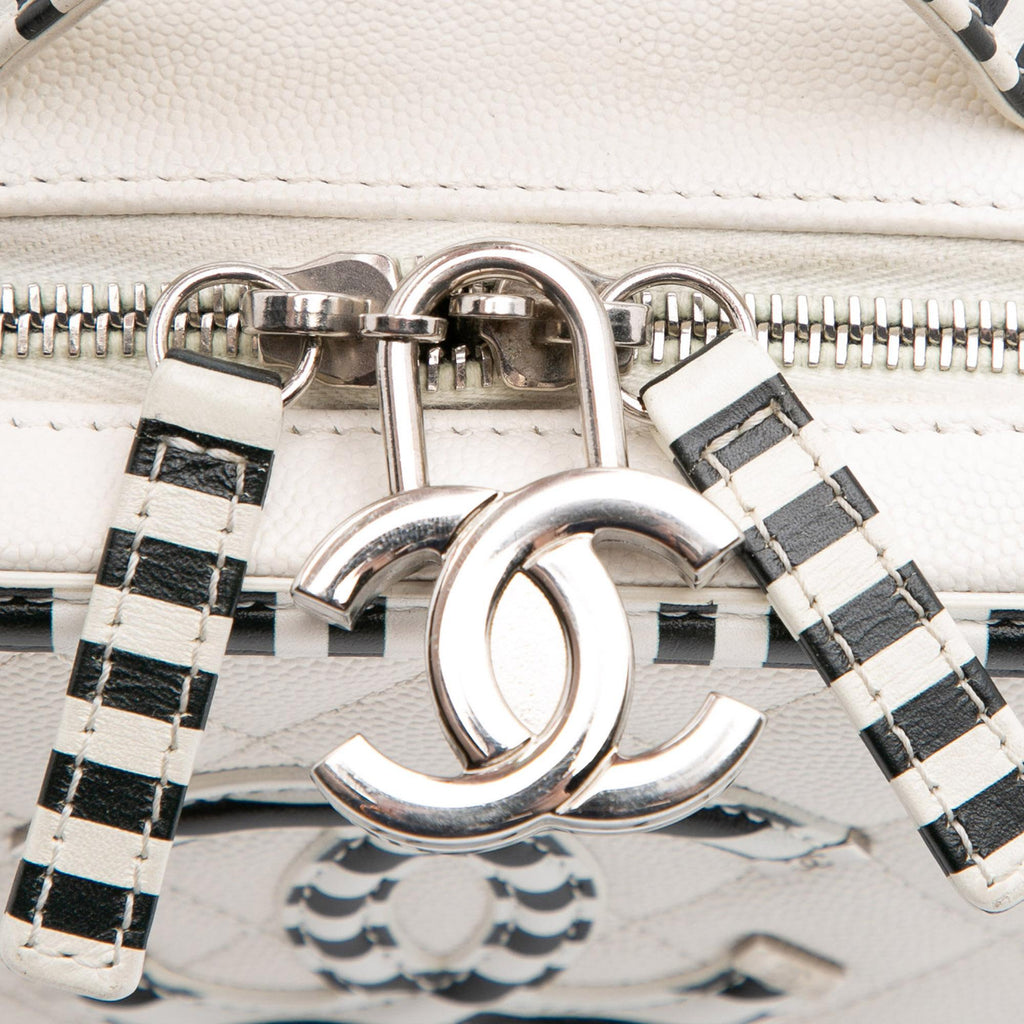 Chanel Small Caviar Striped CC Filigree Vanity Case