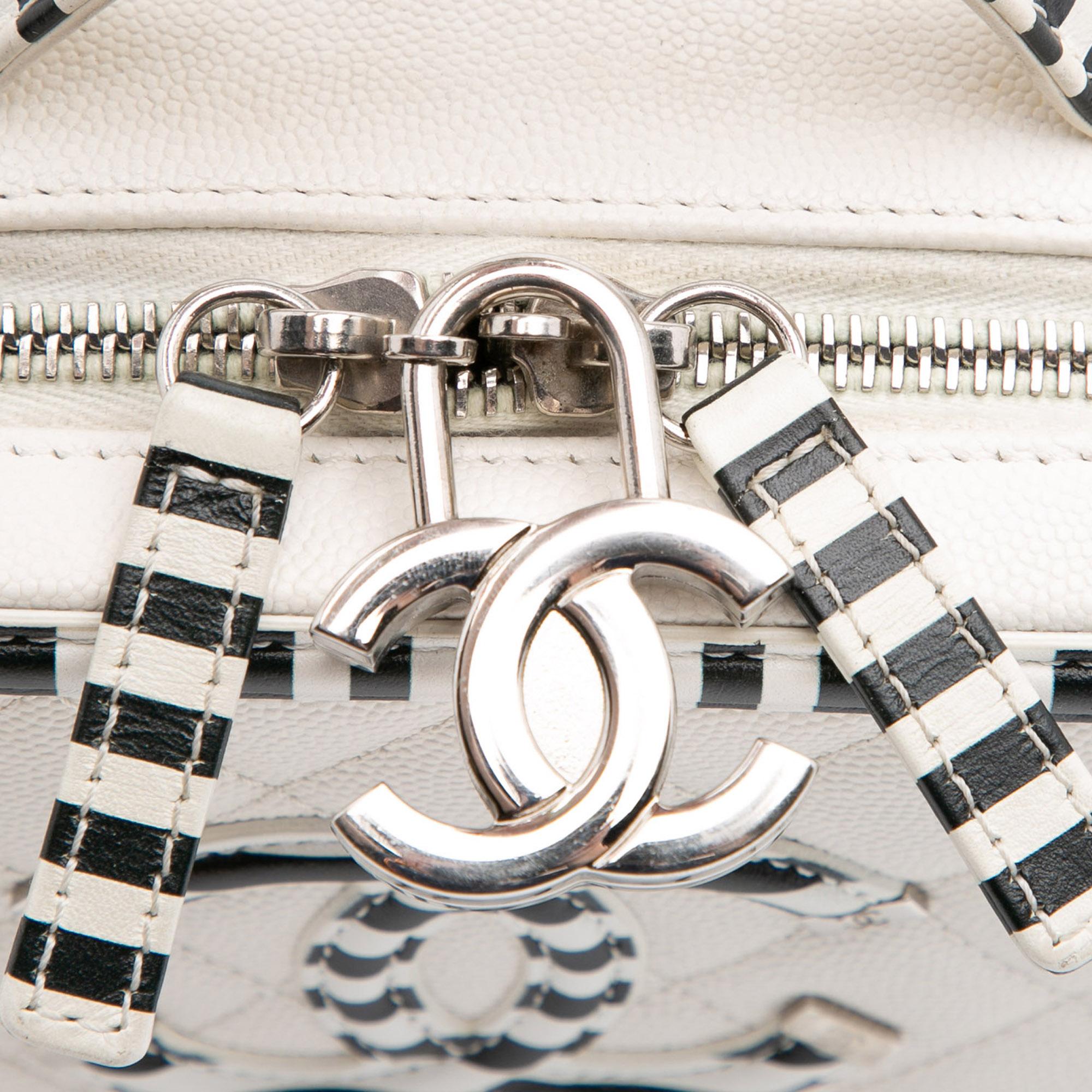 Chanel Small Caviar Striped CC Filigree Vanity Case