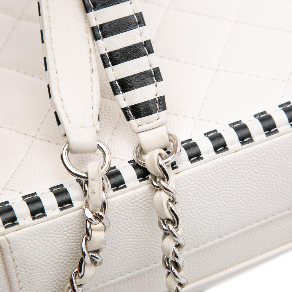 Chanel Small Caviar Striped CC Filigree Vanity Case