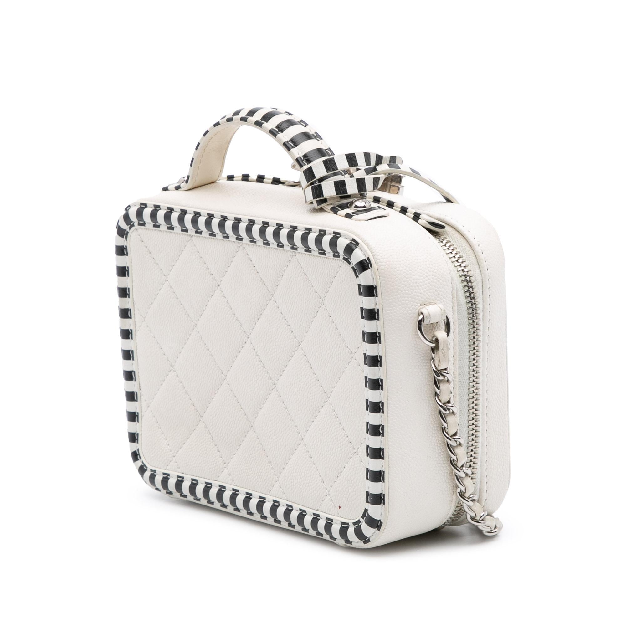 Chanel Small Caviar Striped CC Filigree Vanity Case