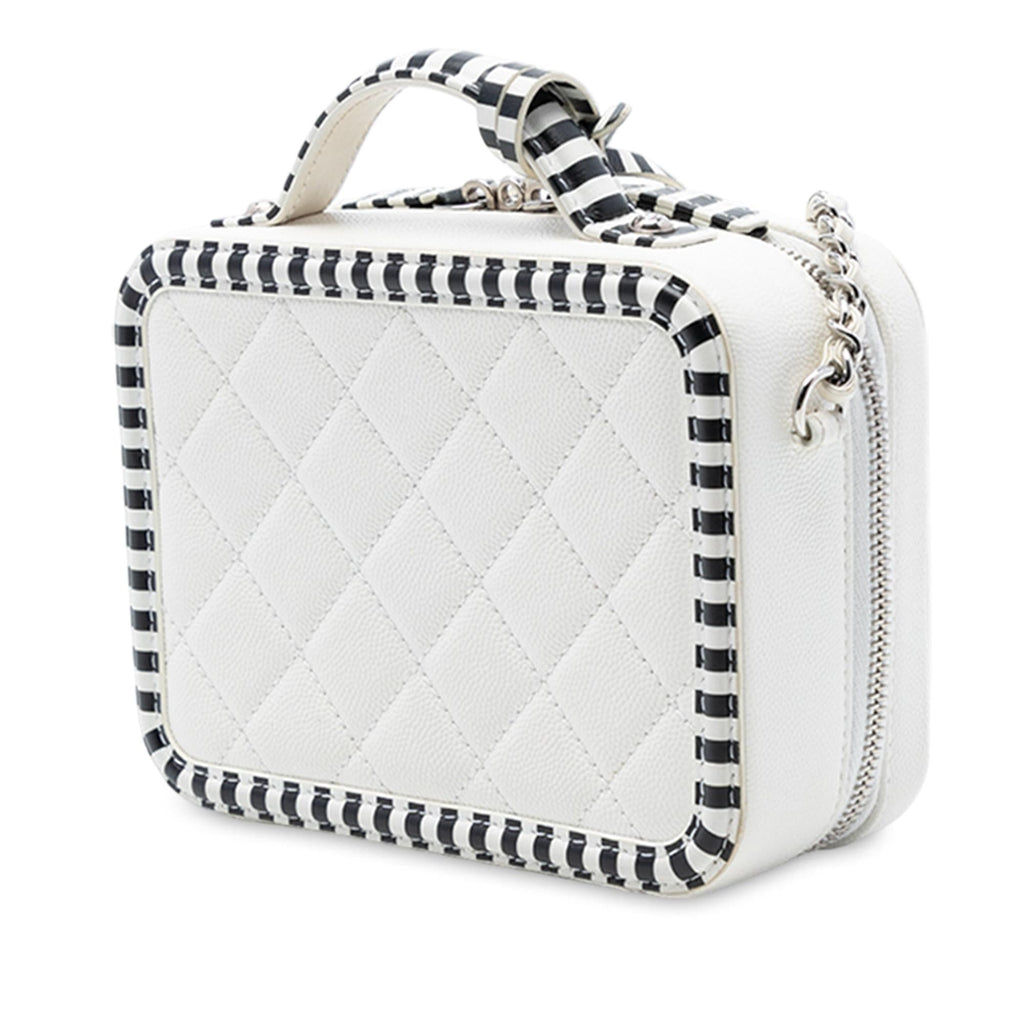 Chanel Small Caviar Striped CC Filigree Vanity Case