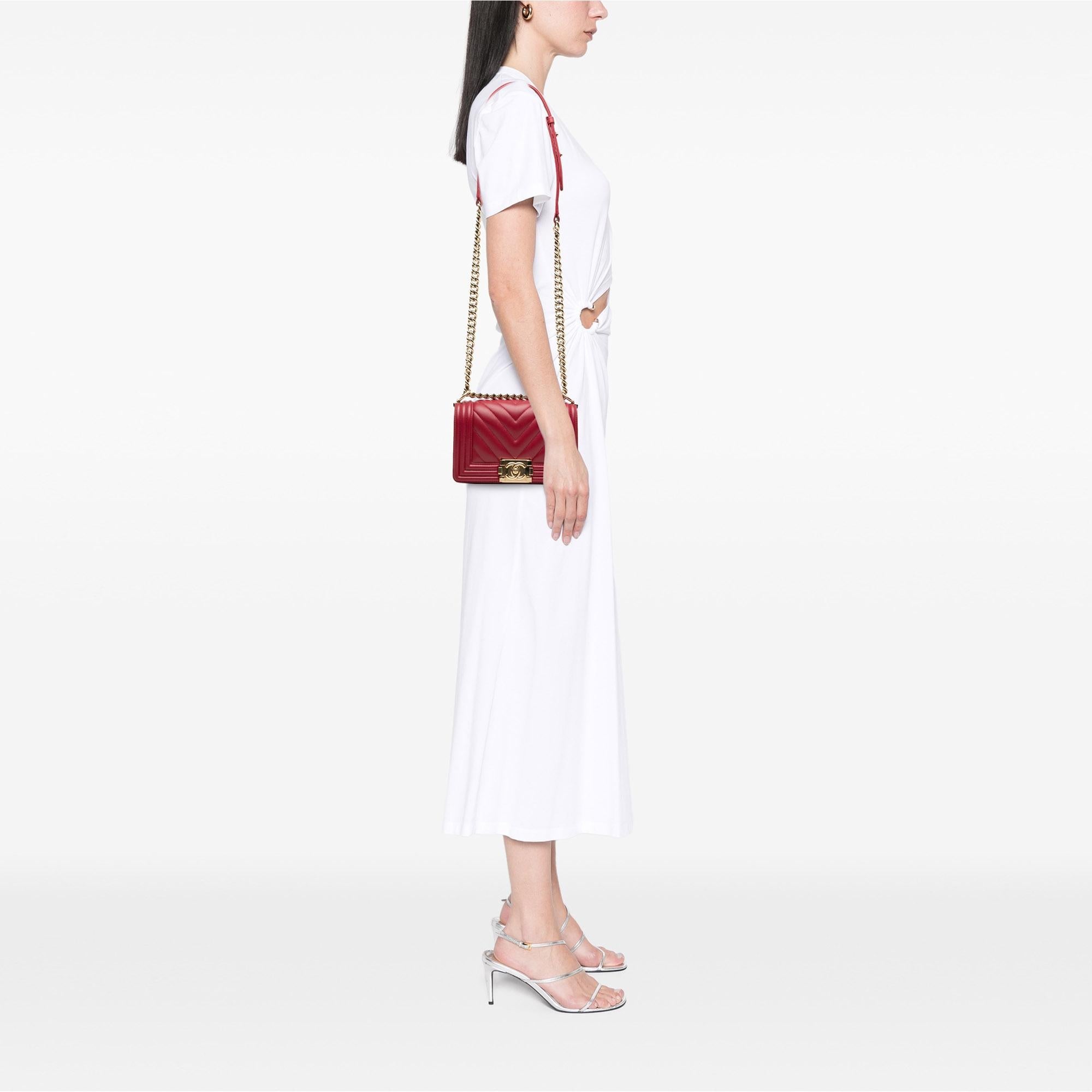 Chanel Small Chevron Calfskin Boy Flap