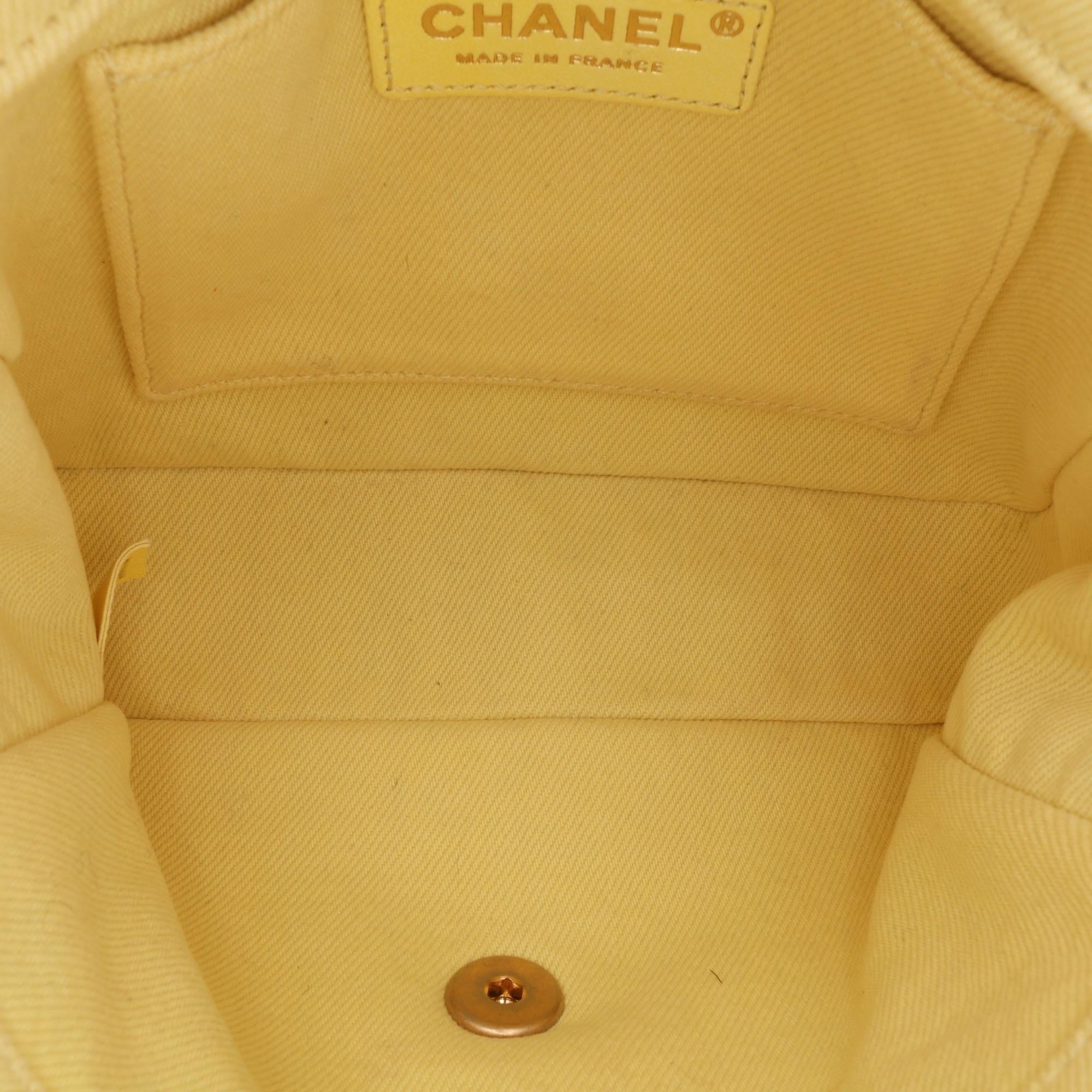 Chanel Small Chevron Denim Fringe Coco Flap