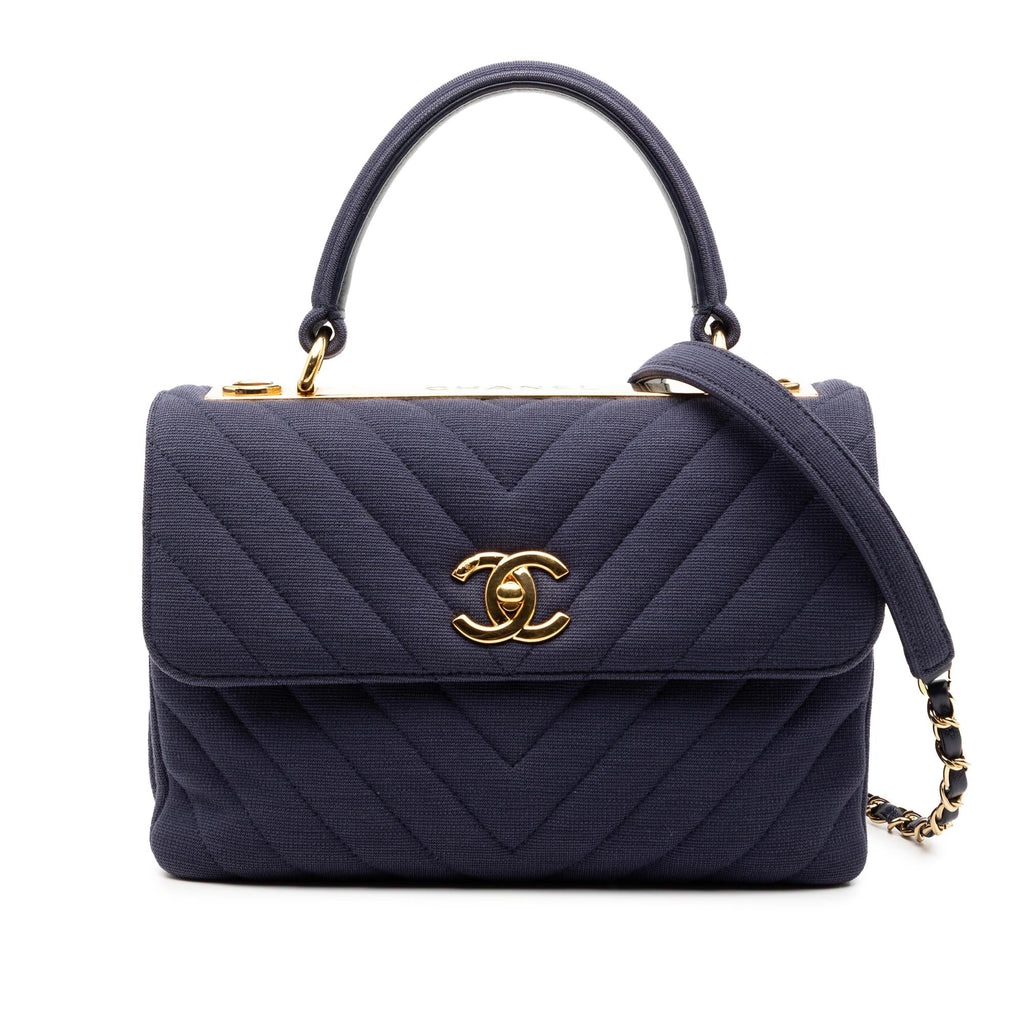 Chanel Small Chevron Jersey Trendy CC Top Handle Flap
