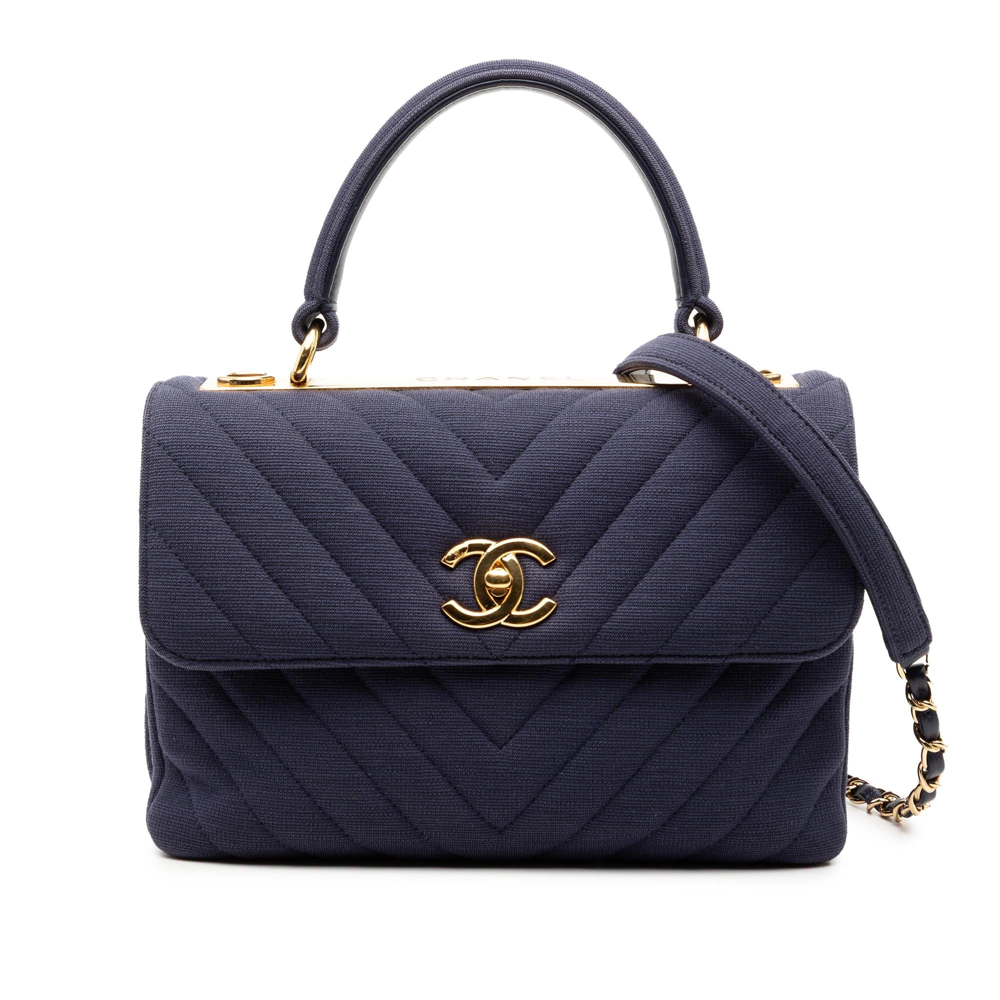 Chanel Small Chevron Jersey Trendy CC Top Handle Flap