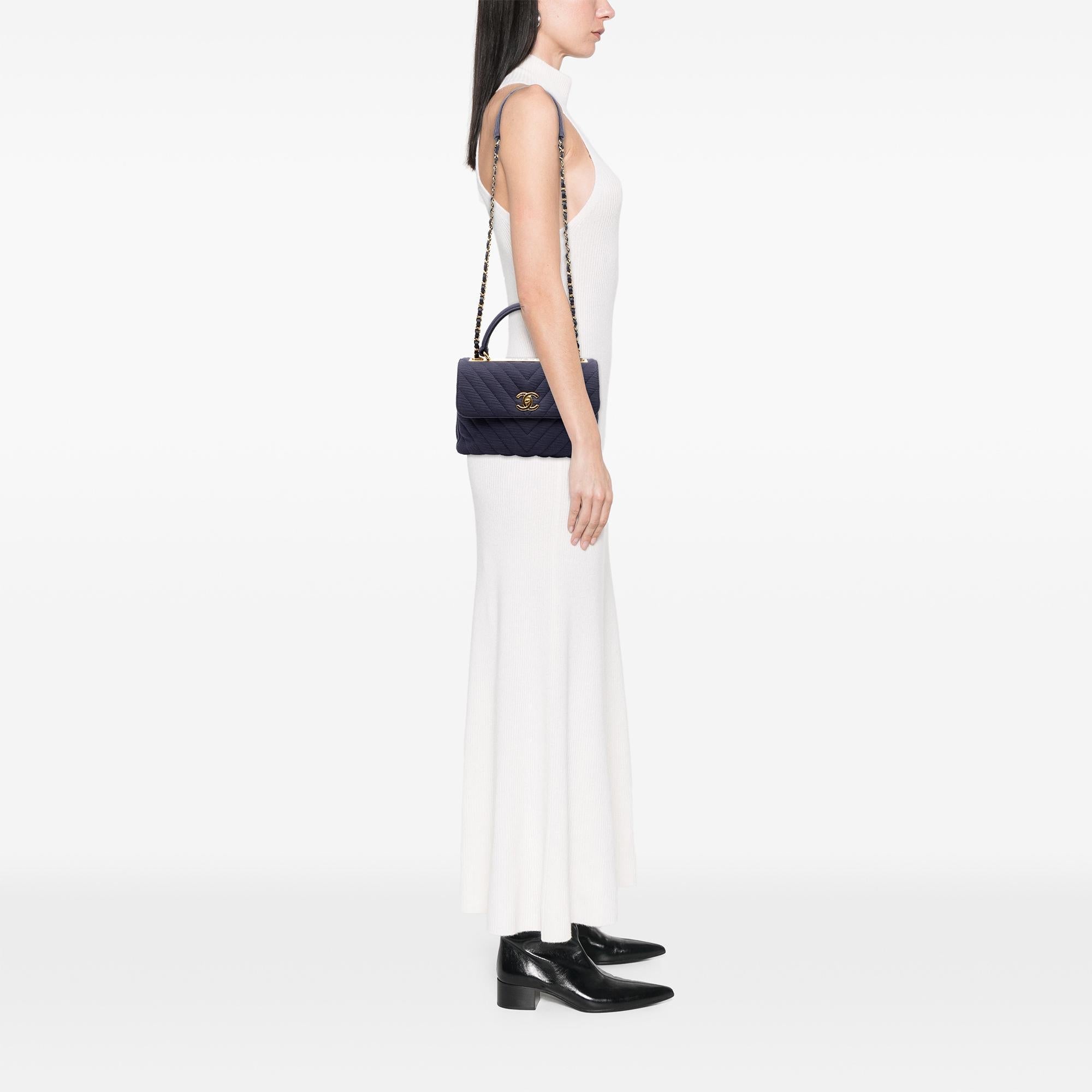 Chanel Small Chevron Jersey Trendy CC Top Handle Flap