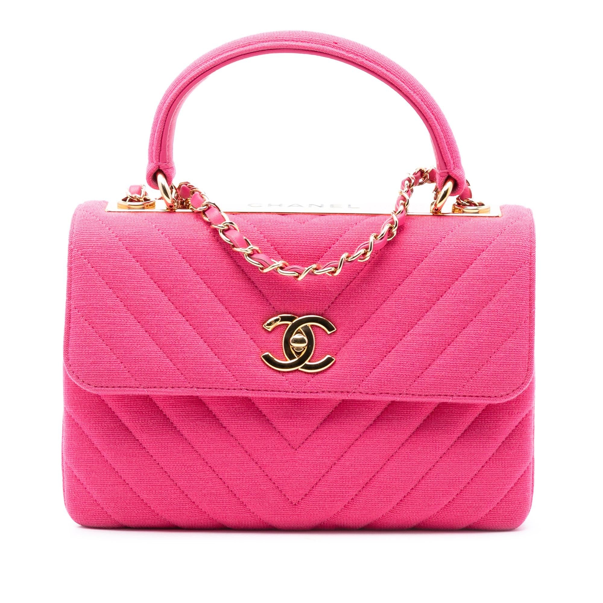 Chanel Small Chevron Jersey Trendy CC Top Handle Flap