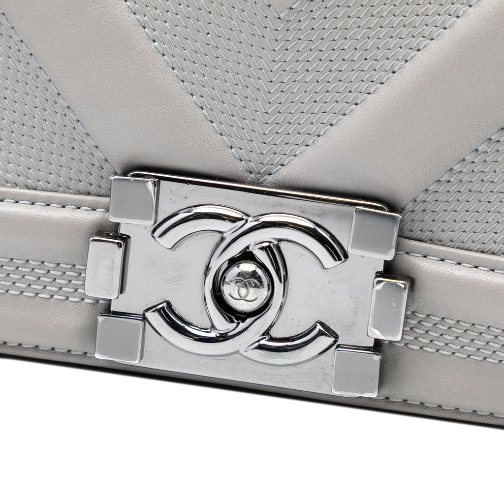 Chanel Small Chevron Stitched Calfskin Boy Flap