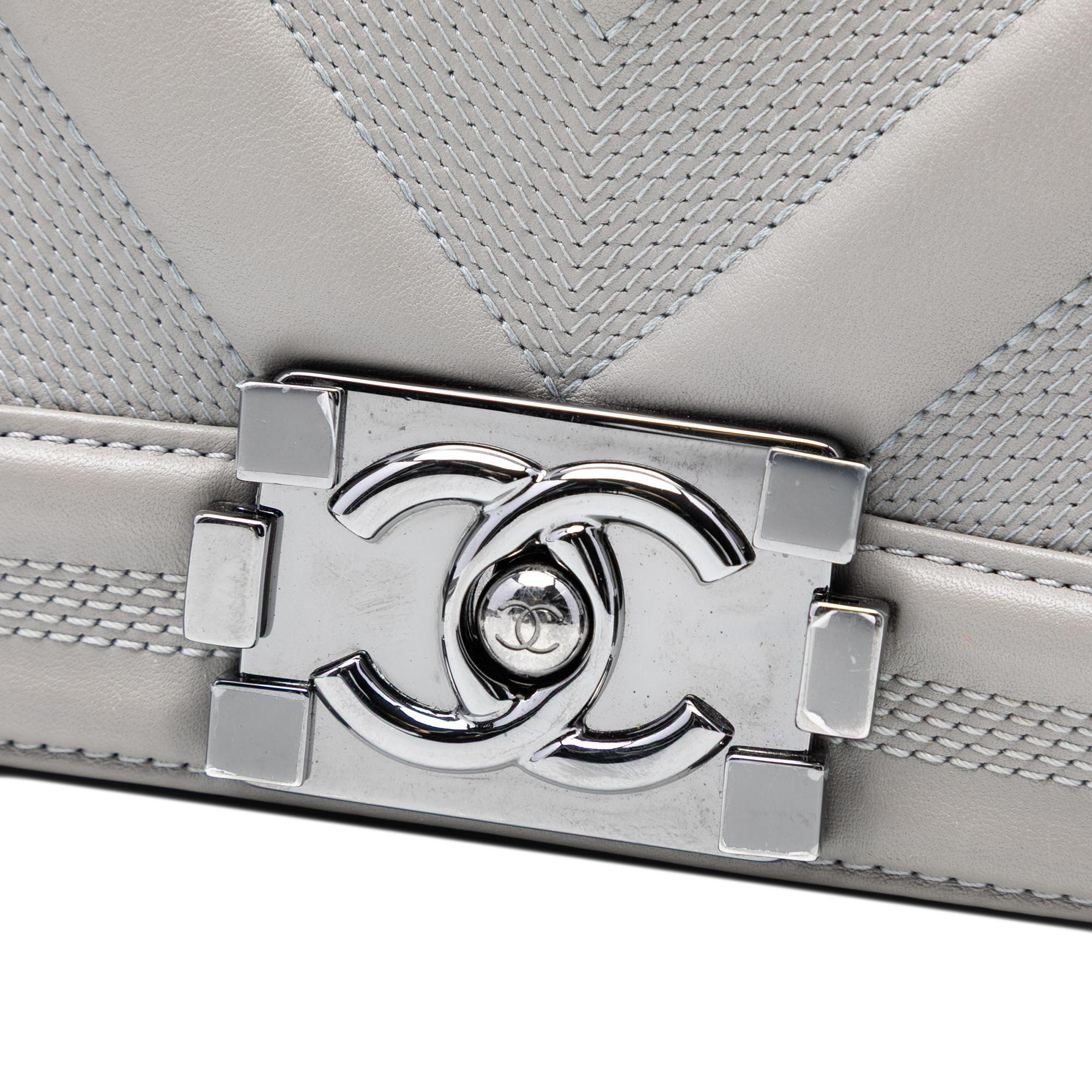 Chanel Small Chevron Stitched Calfskin Boy Flap