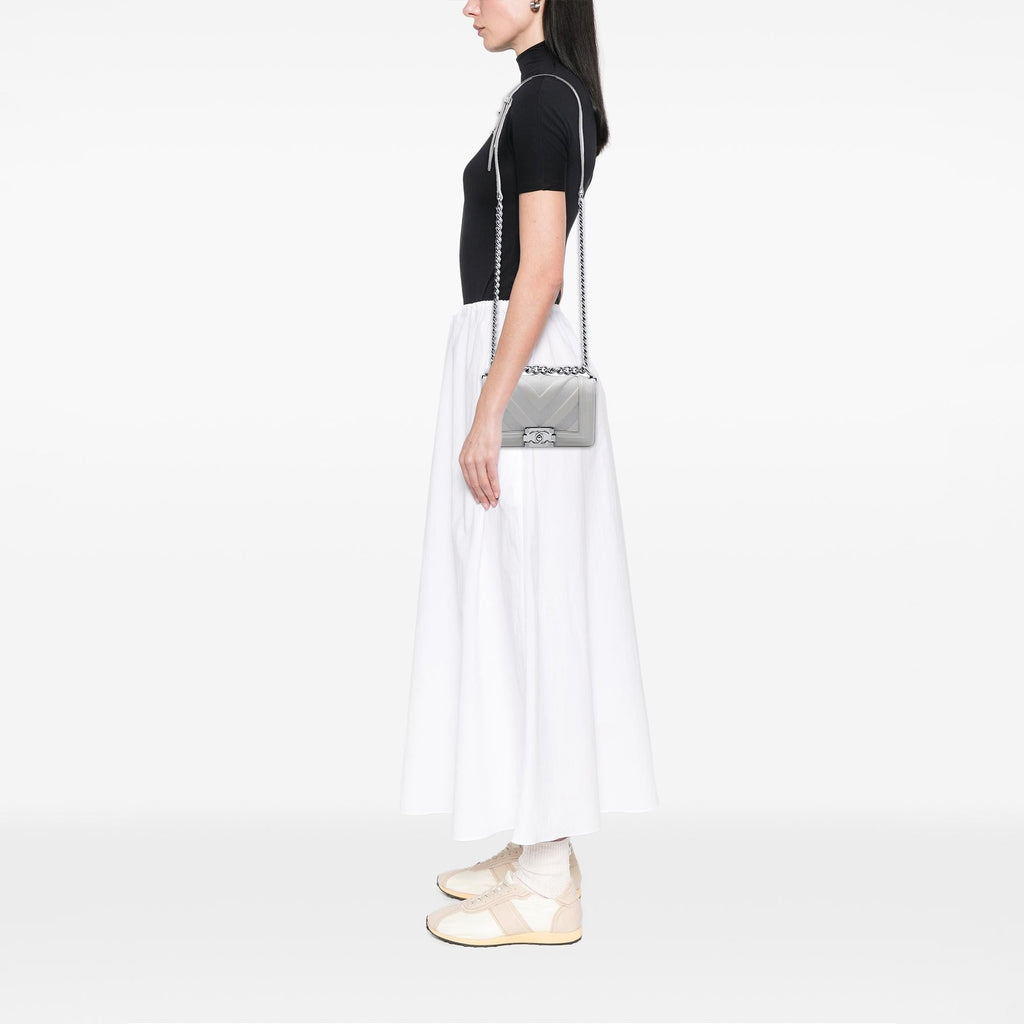 Chanel Small Chevron Stitched Calfskin Boy Flap