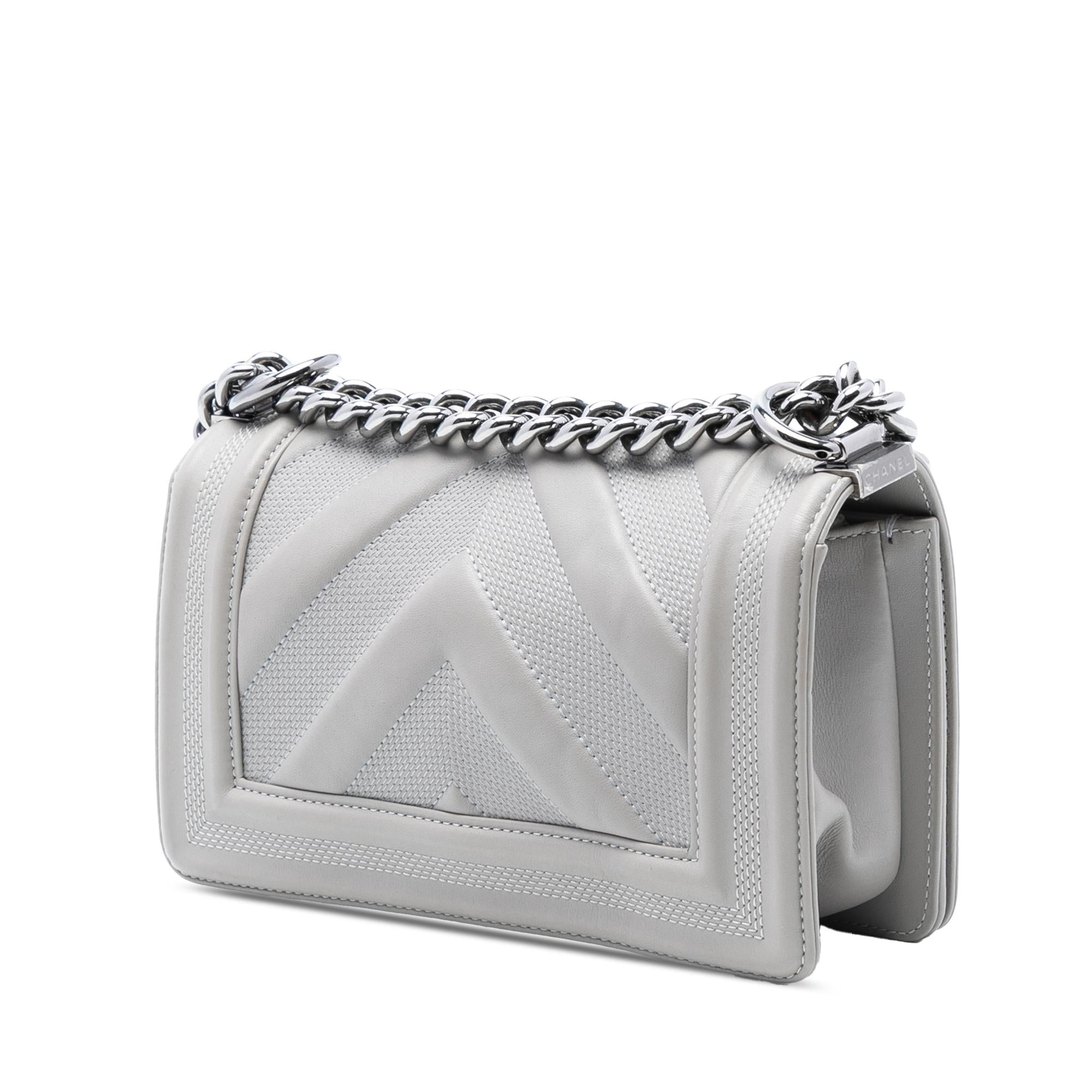 Chanel Small Chevron Stitched Calfskin Boy Flap
