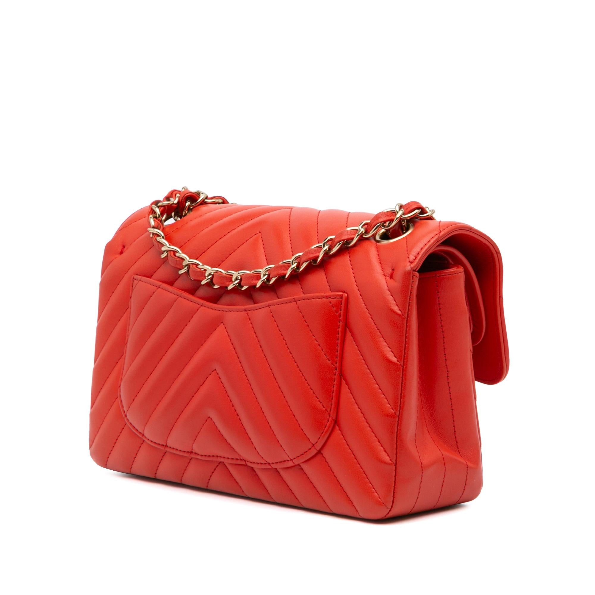 Chanel Small Classic Chevron Lambskin Double Flap