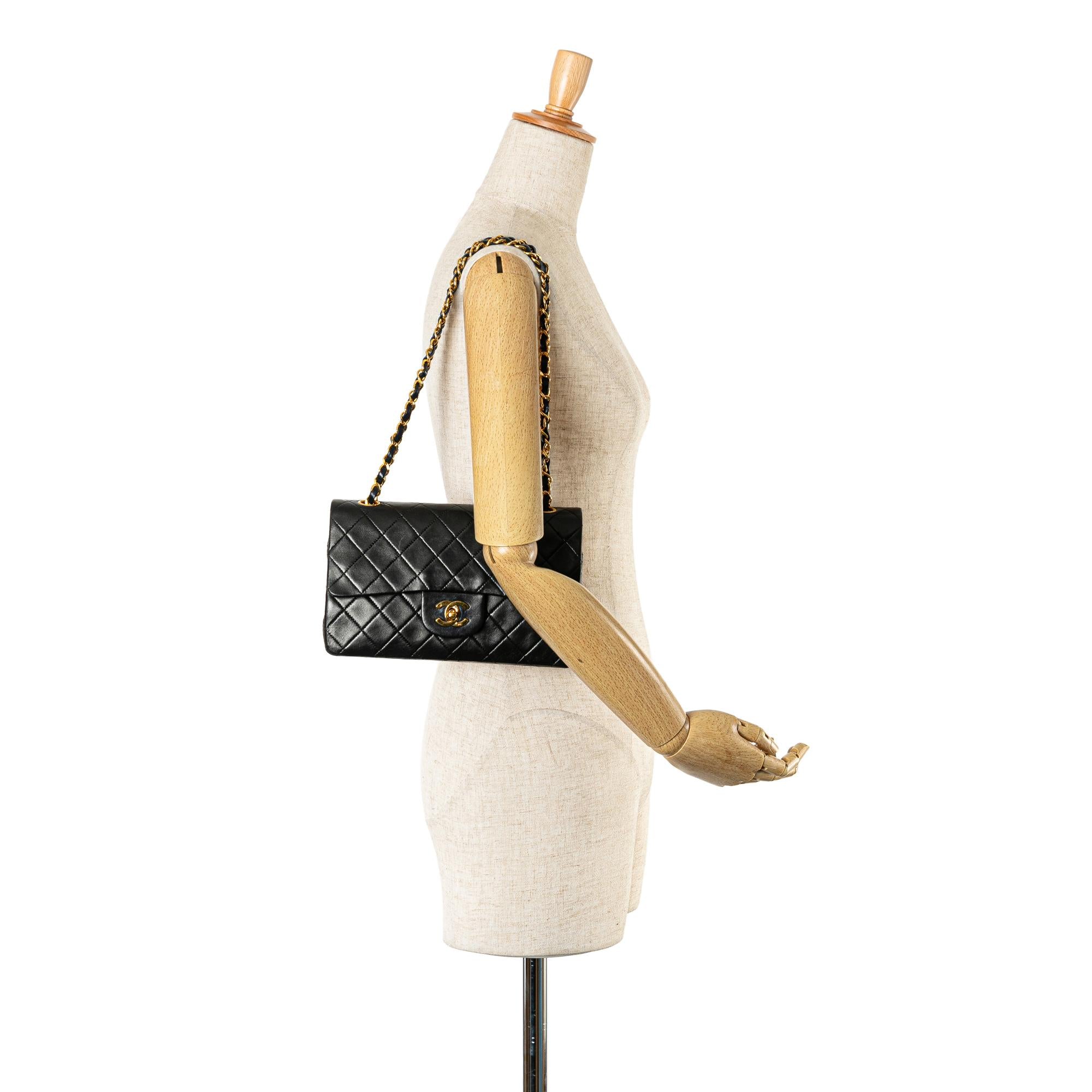 Chanel Small Classic Lambskin Double Flap (SHG-uhzzcD)