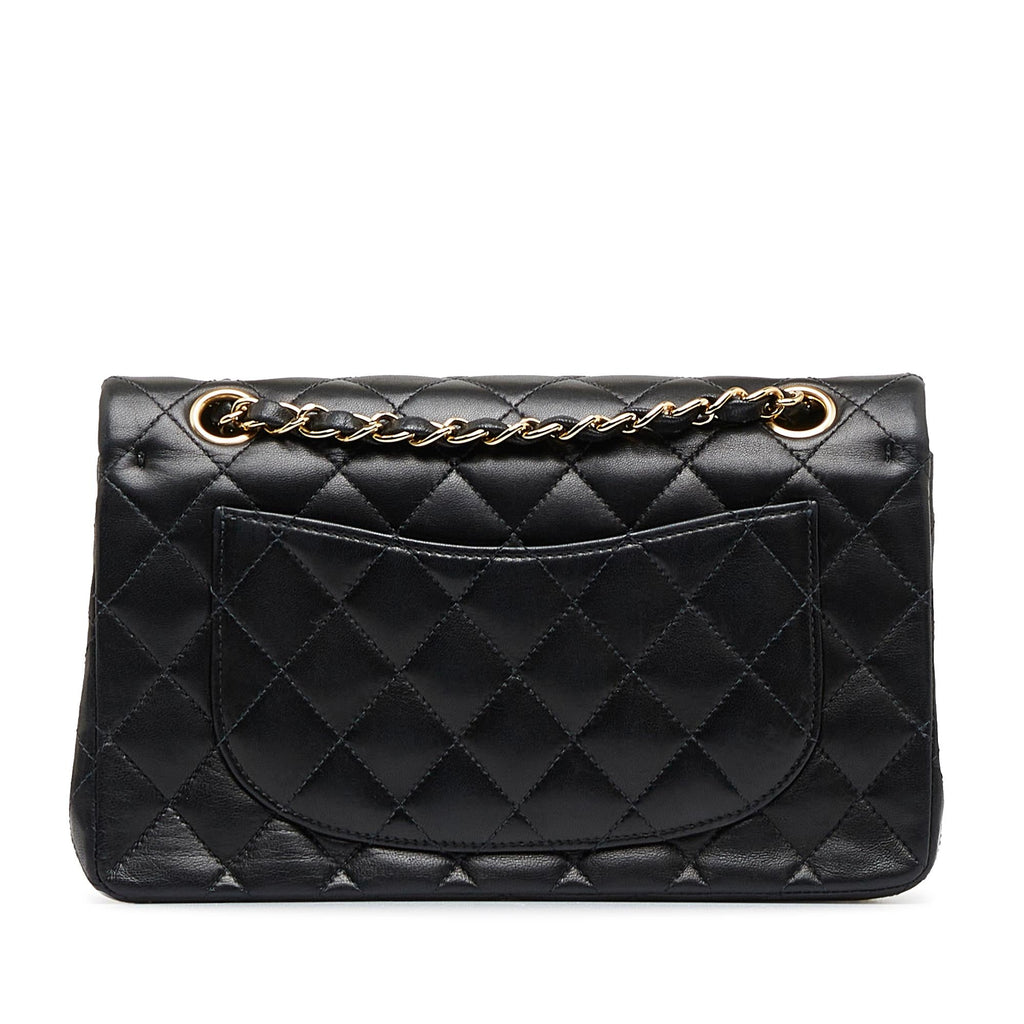 Chanel Small Classic Lambskin Leather Double Flap Bag (SHG-acYIYl)