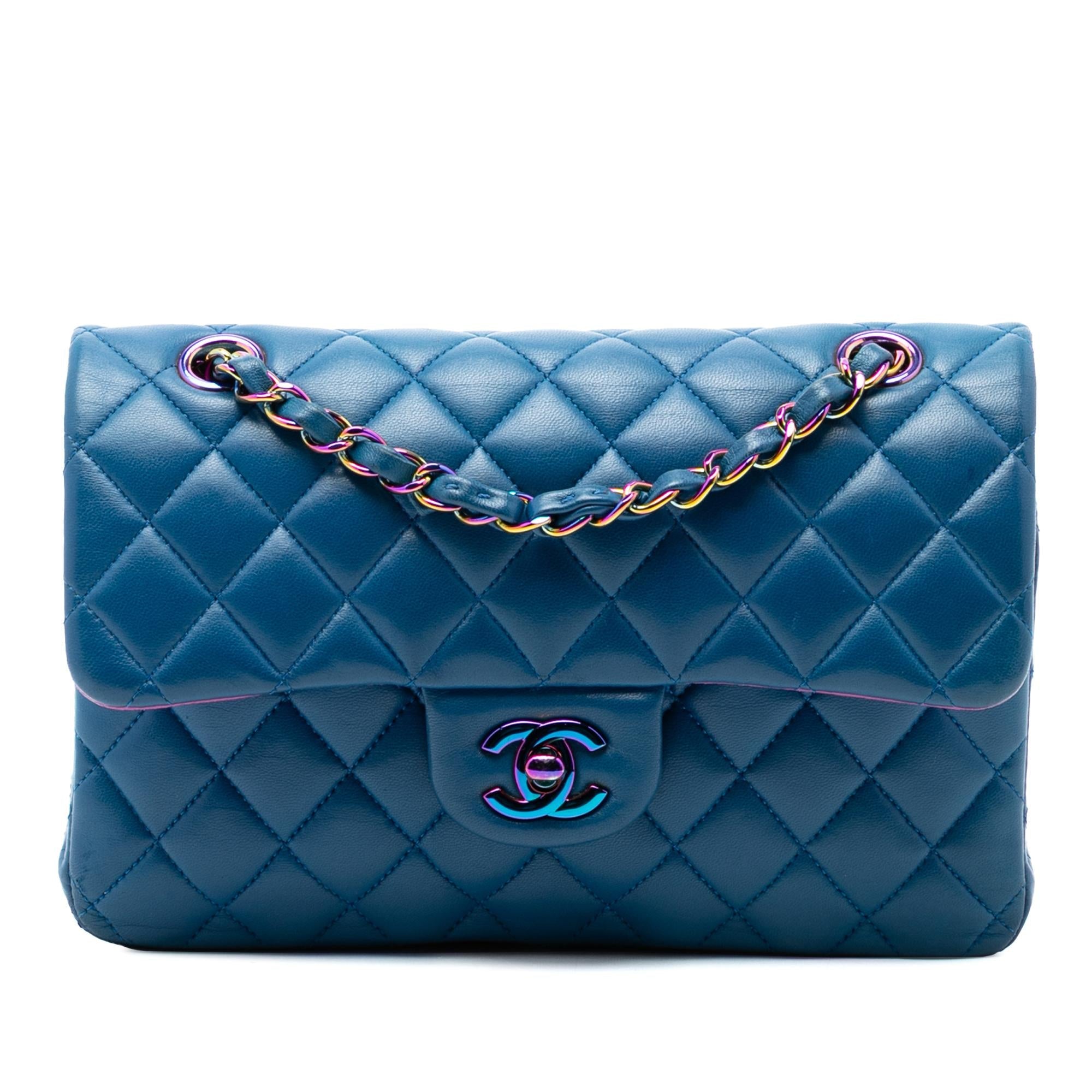 Chanel Small Classic Lambskin Rainbow Hardware Double Flap