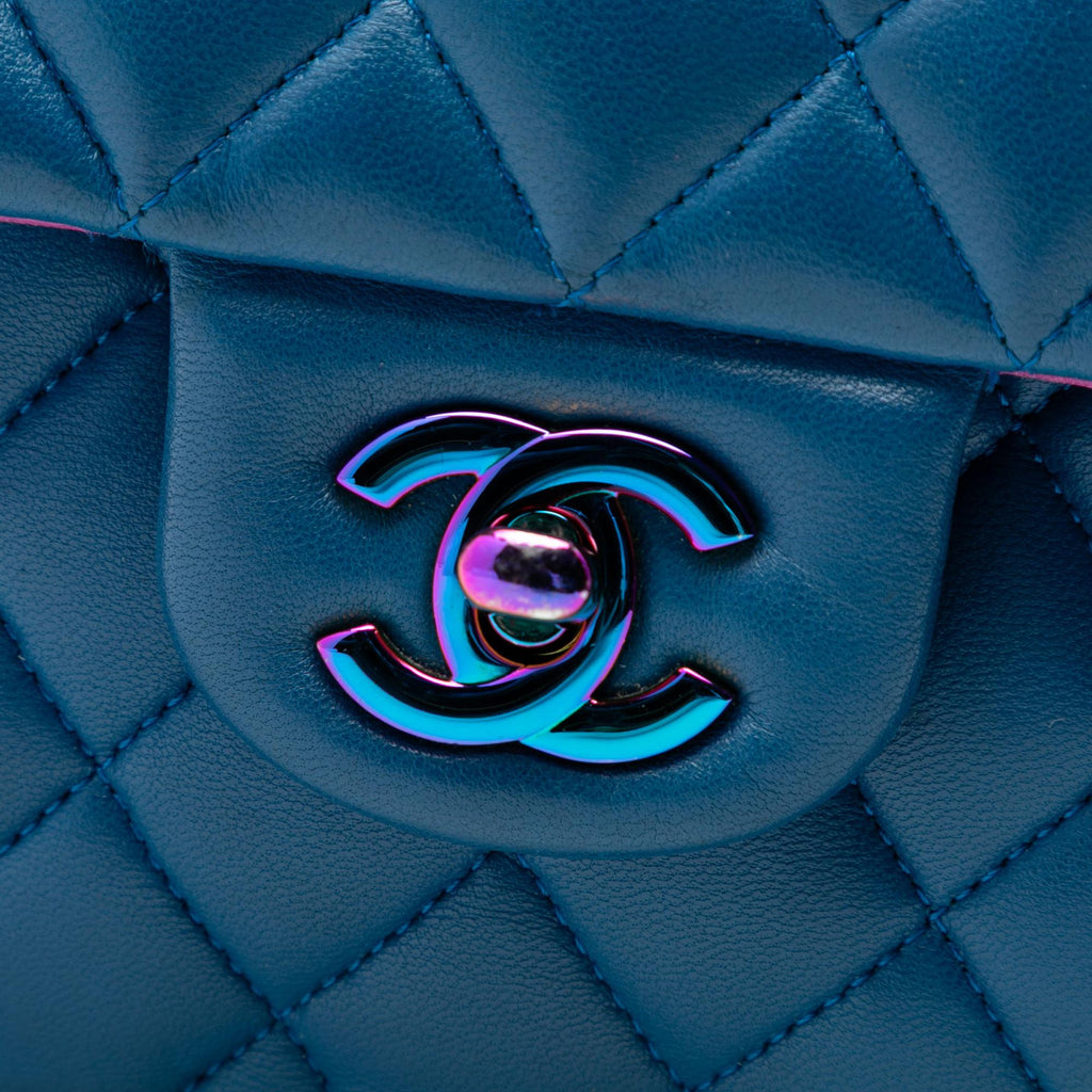 Chanel Small Classic Lambskin Rainbow Hardware Double Flap