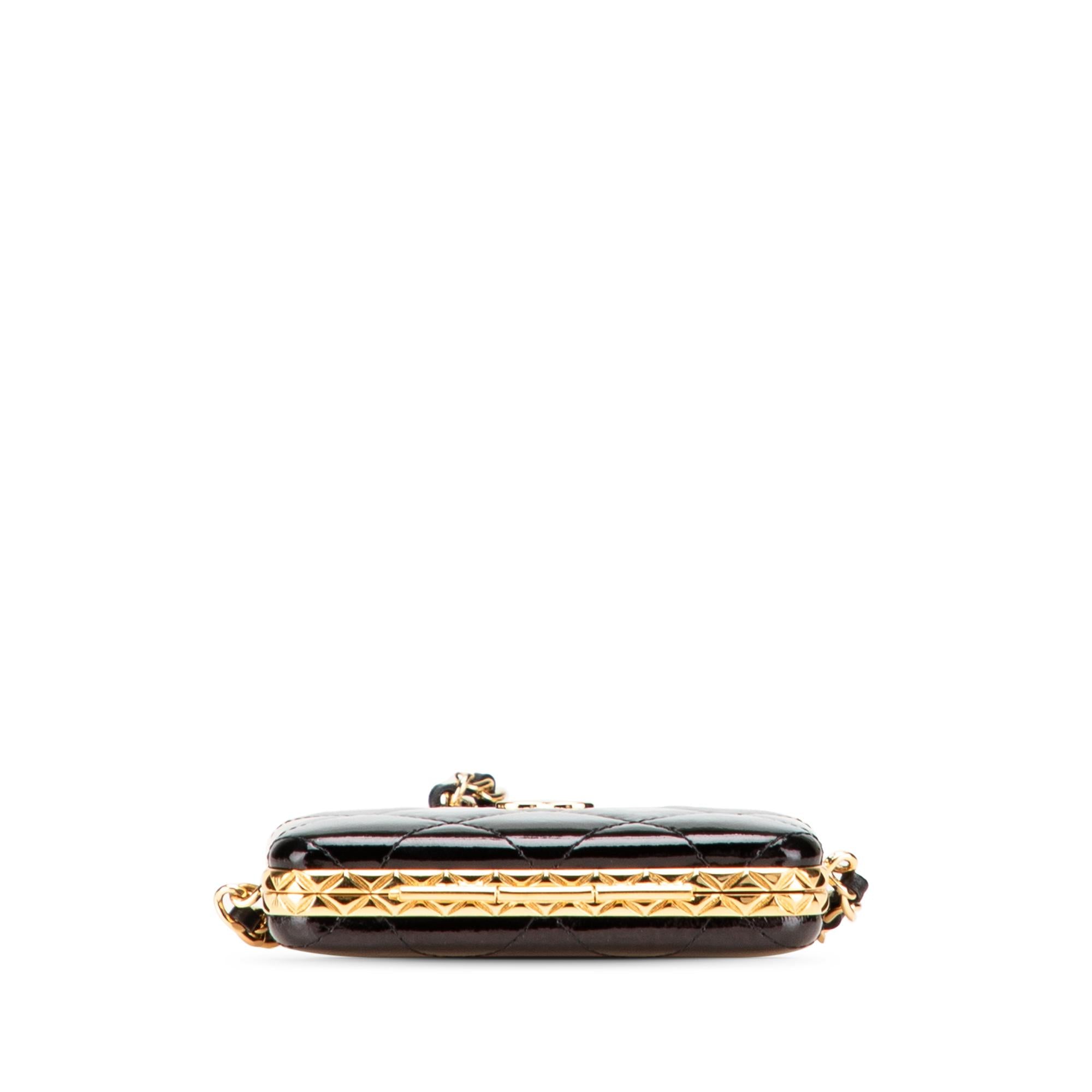 Chanel Small Glazed Goatskin Box With Chain