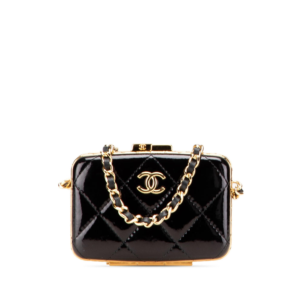 Chanel Small Glazed Goatskin Box With Chain
