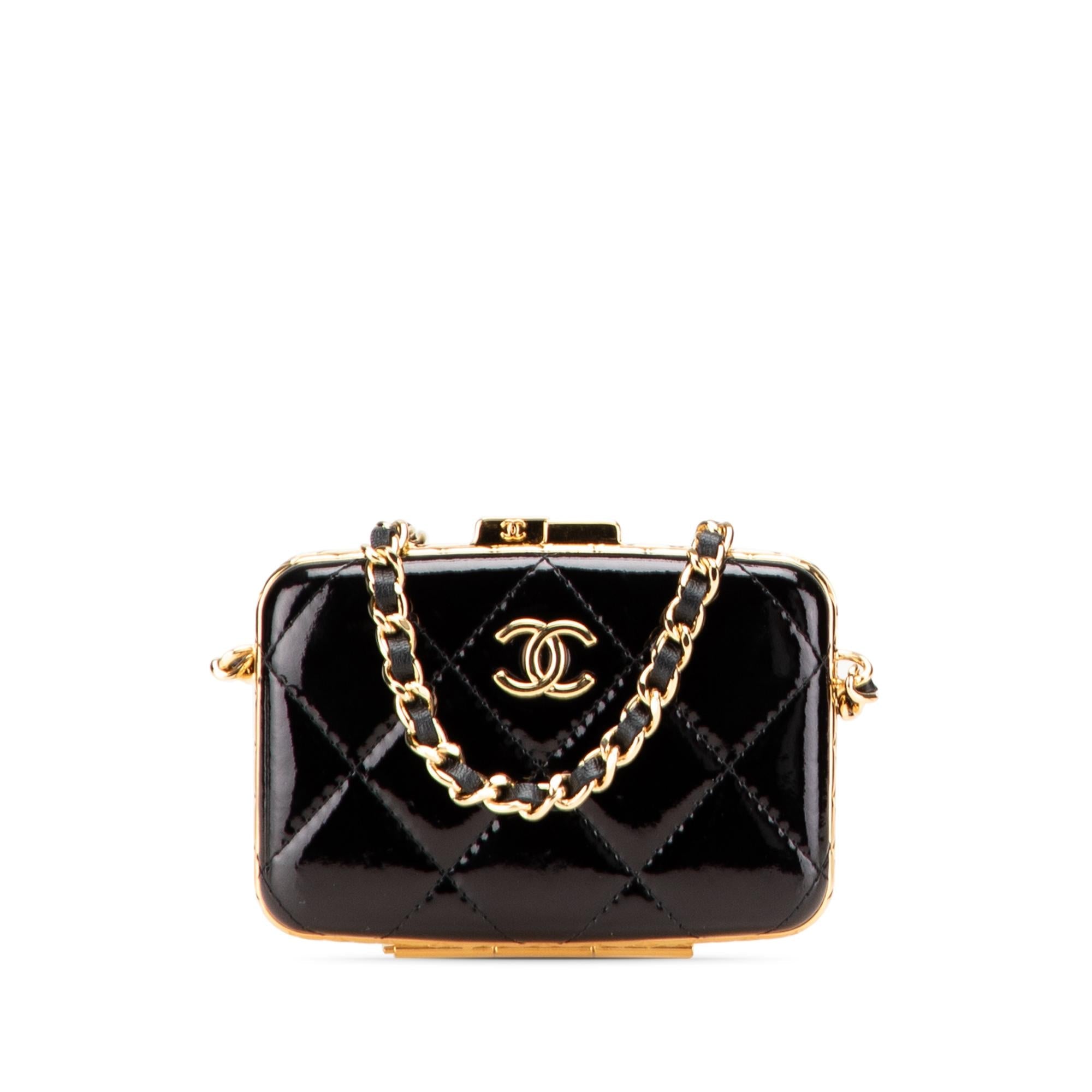 Chanel Small Glazed Goatskin Box With Chain