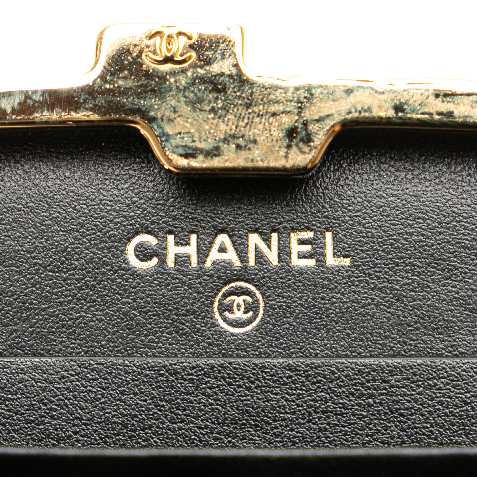 Chanel Small Glazed Goatskin Box With Chain