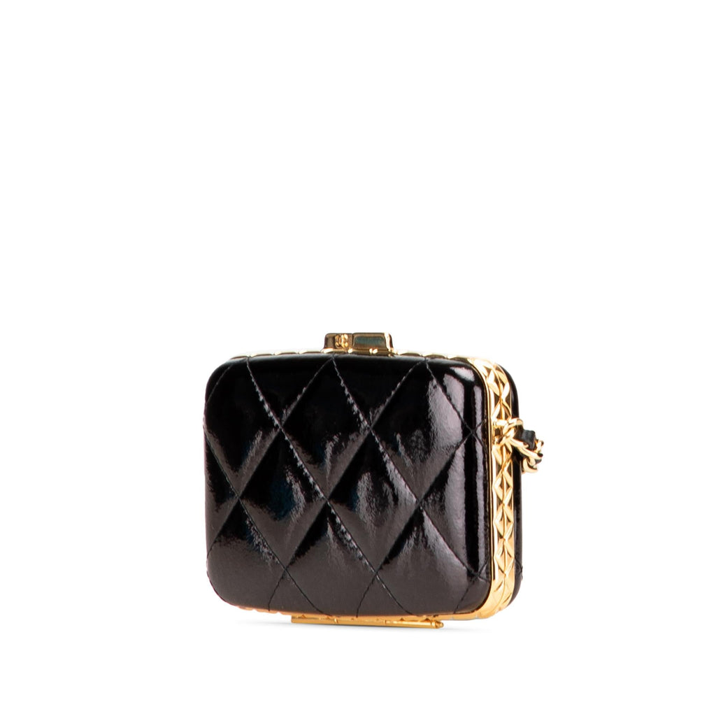 Chanel Small Glazed Goatskin Box With Chain