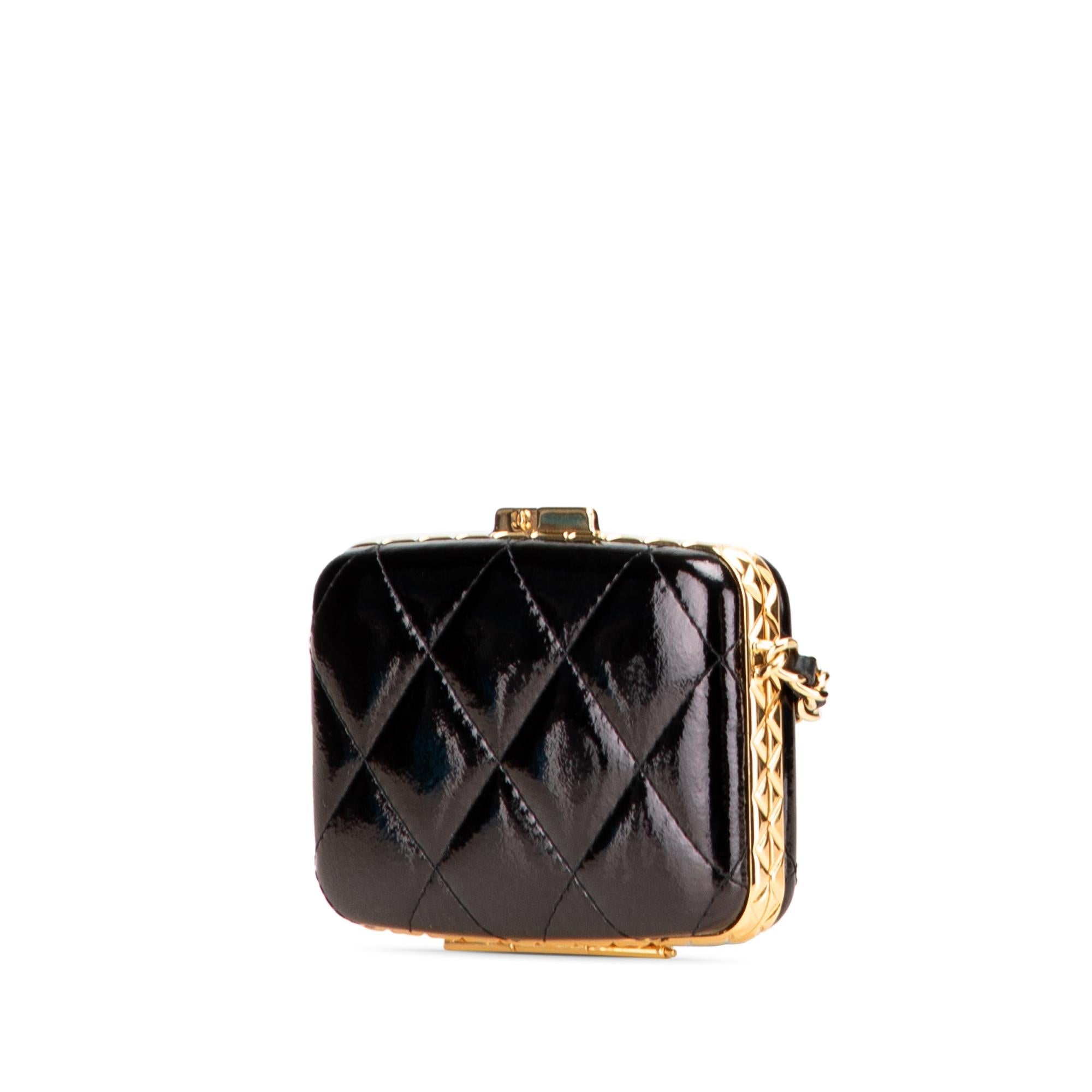 Chanel Small Glazed Goatskin Box With Chain