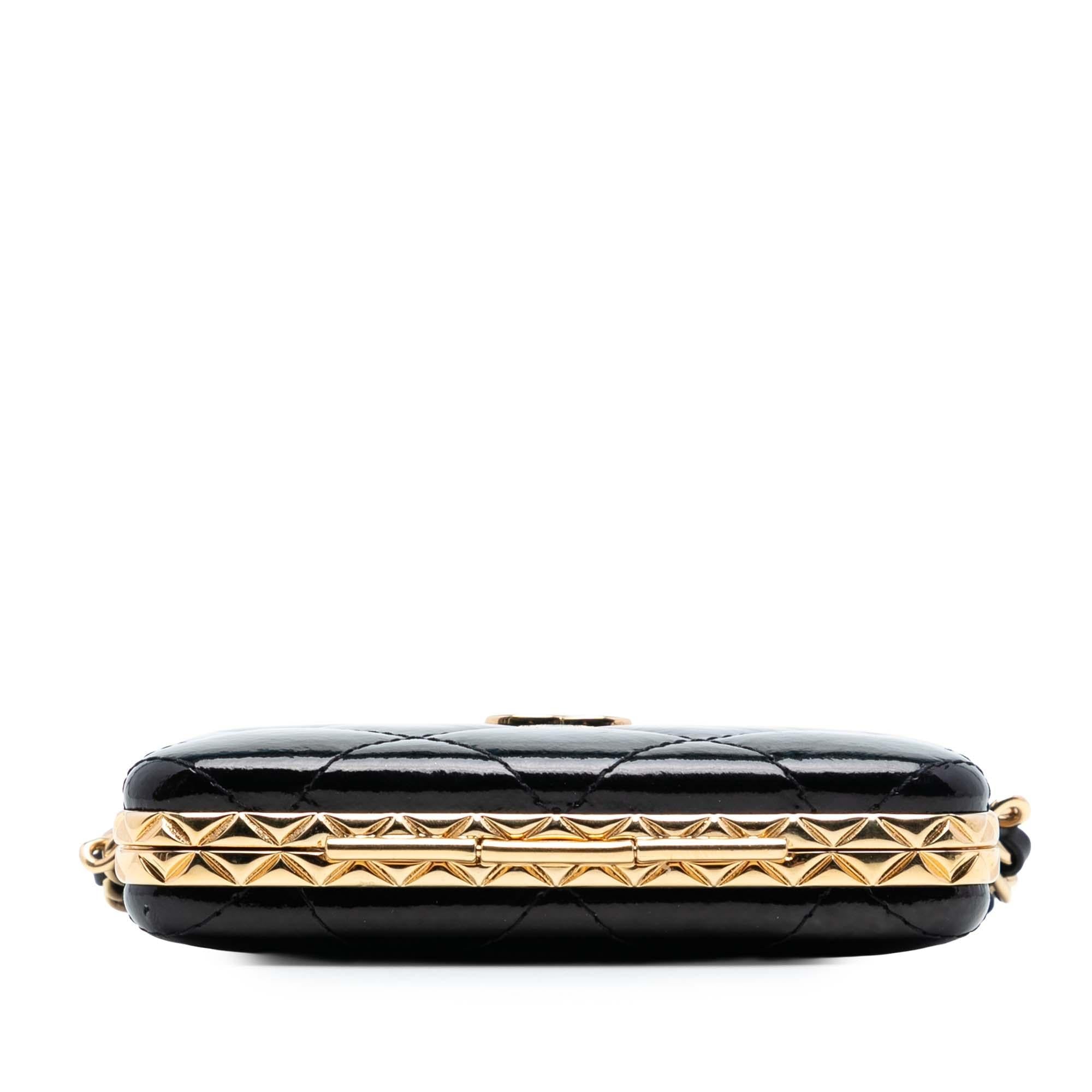 Chanel Small Glazed Goatskin Box With Chain
