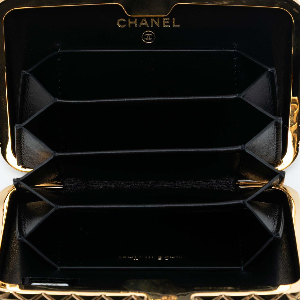 Chanel Small Glazed Goatskin Box With Chain