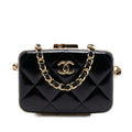 Chanel Small Glazed Goatskin Box With Chain