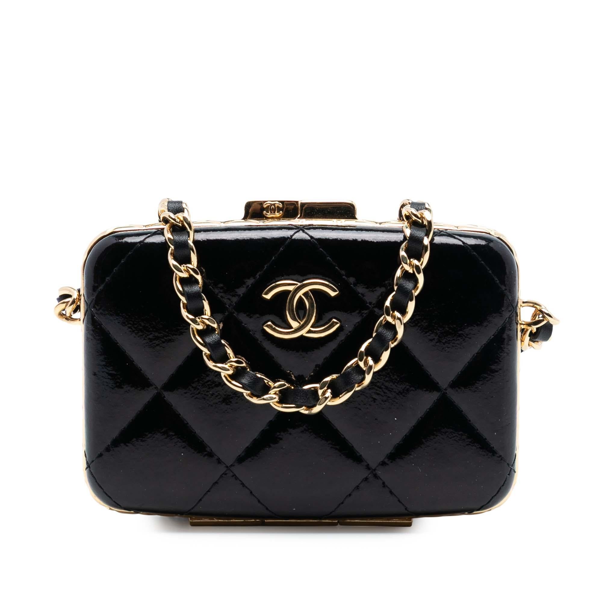 Chanel Small Glazed Goatskin Box With Chain
