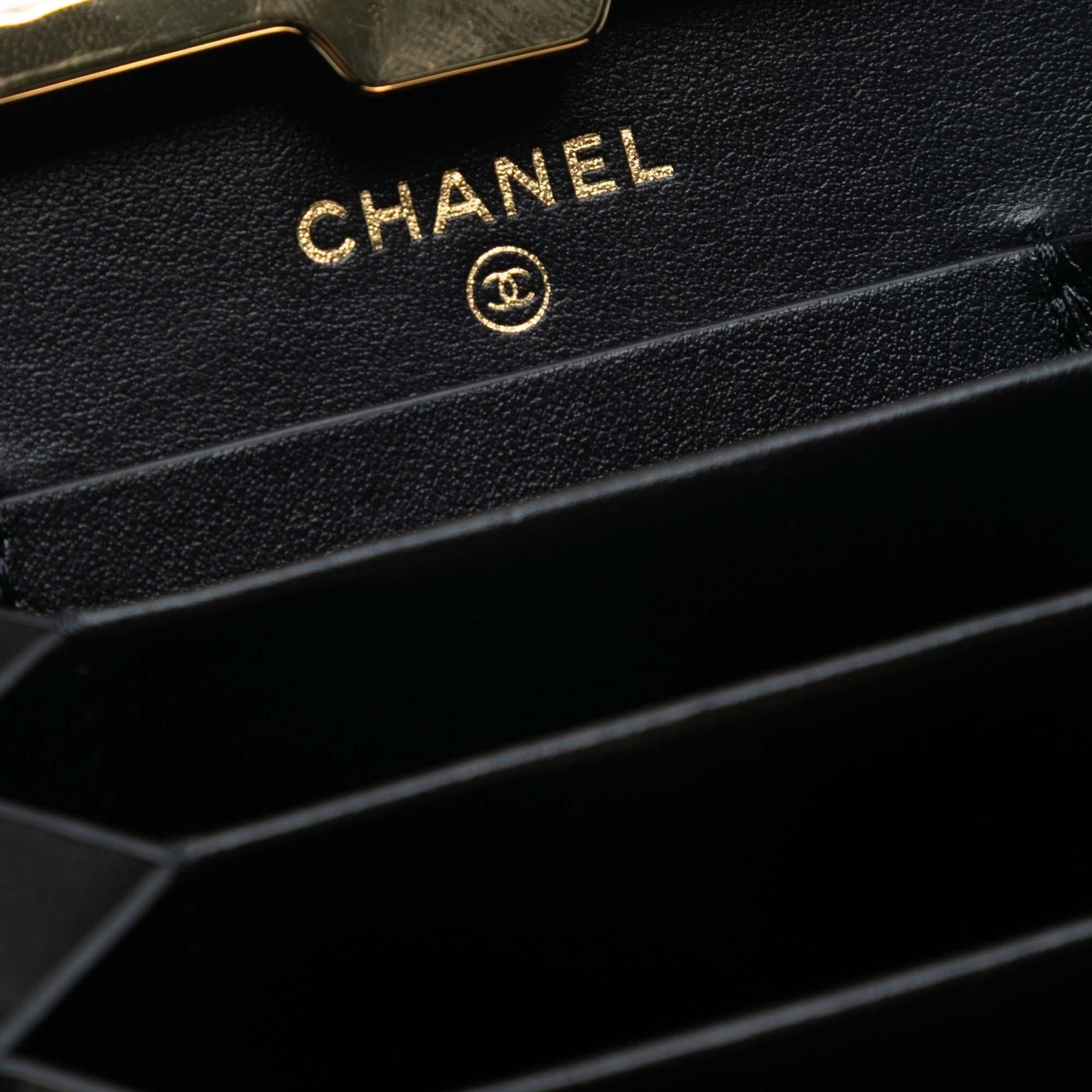 Chanel Small Glazed Goatskin Box With Chain