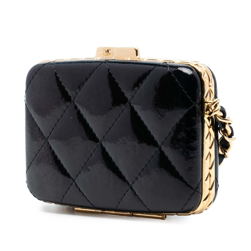 Chanel Small Glazed Goatskin Box With Chain
